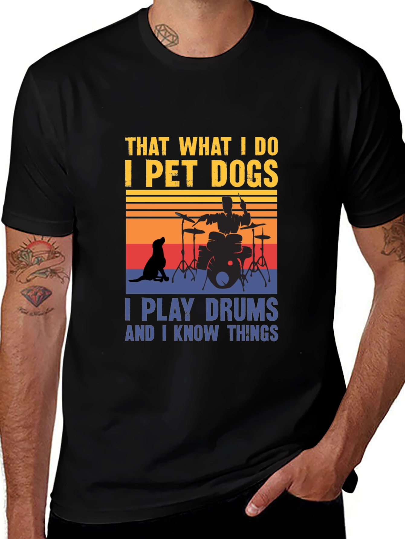Black Pet Dogs & Drums T-Shirt main image