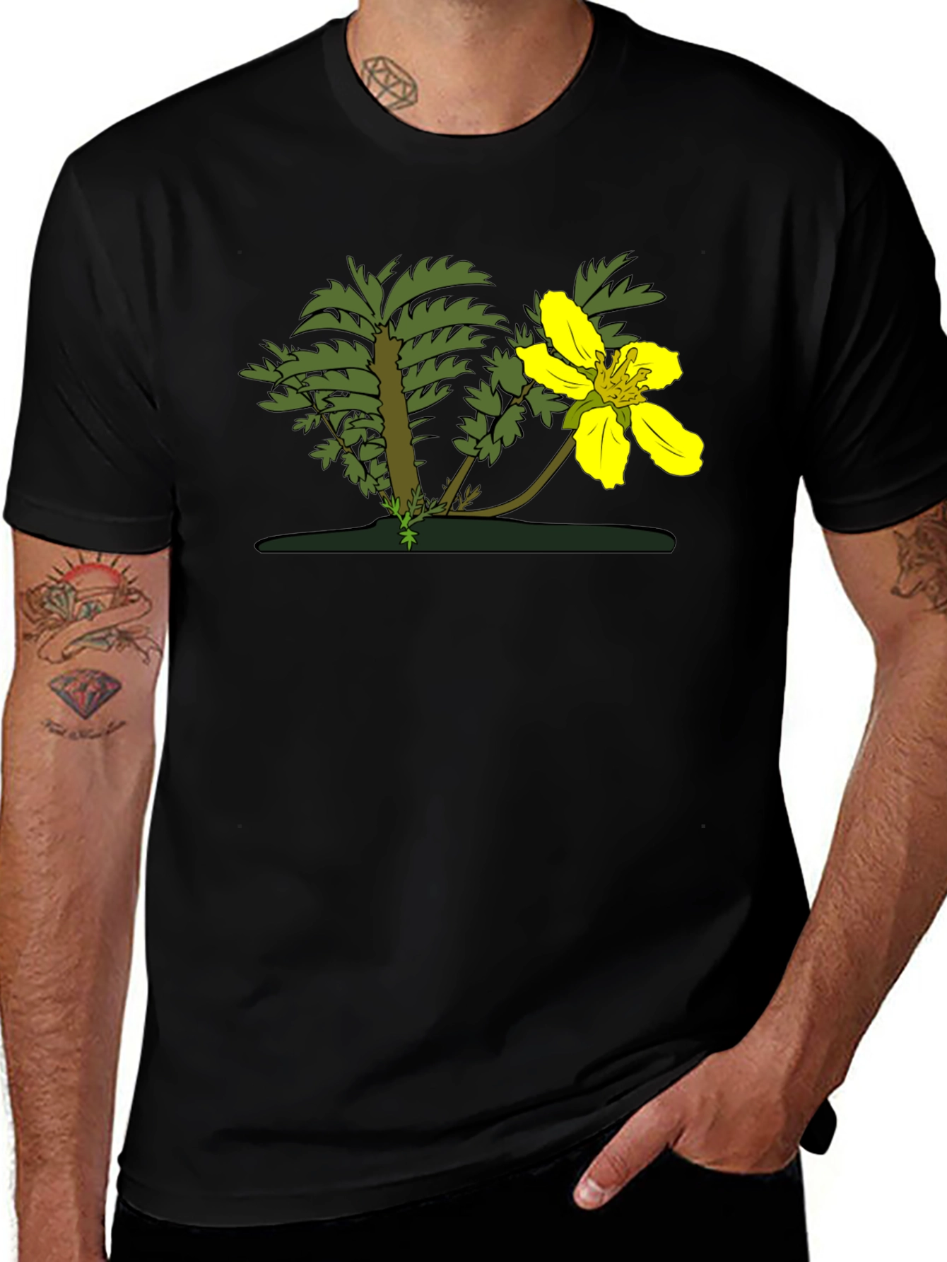 Variant 23 of Botanical Print Black T-Shirt