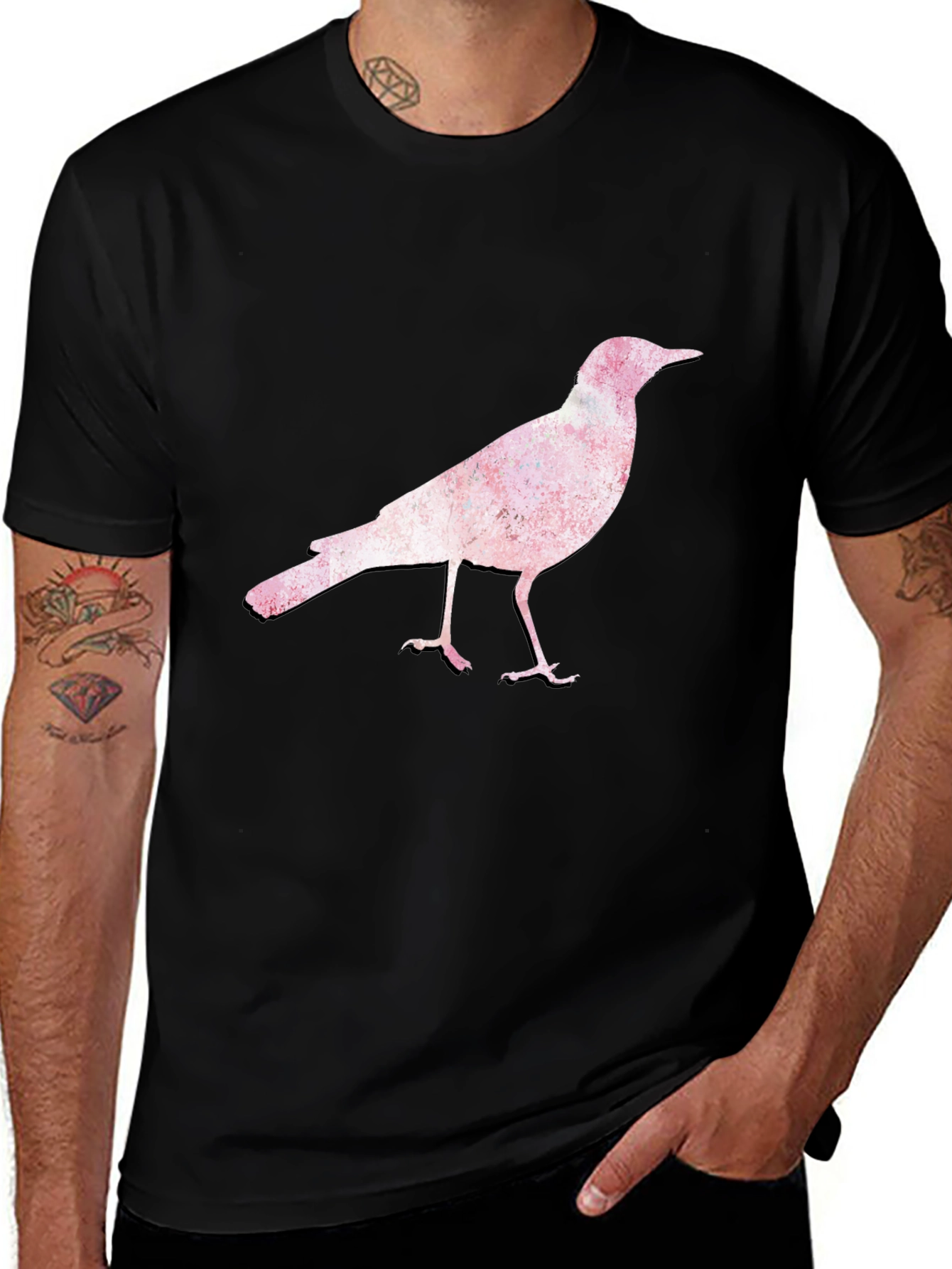 Variant 5 of Bird Print Black T-Shirt
