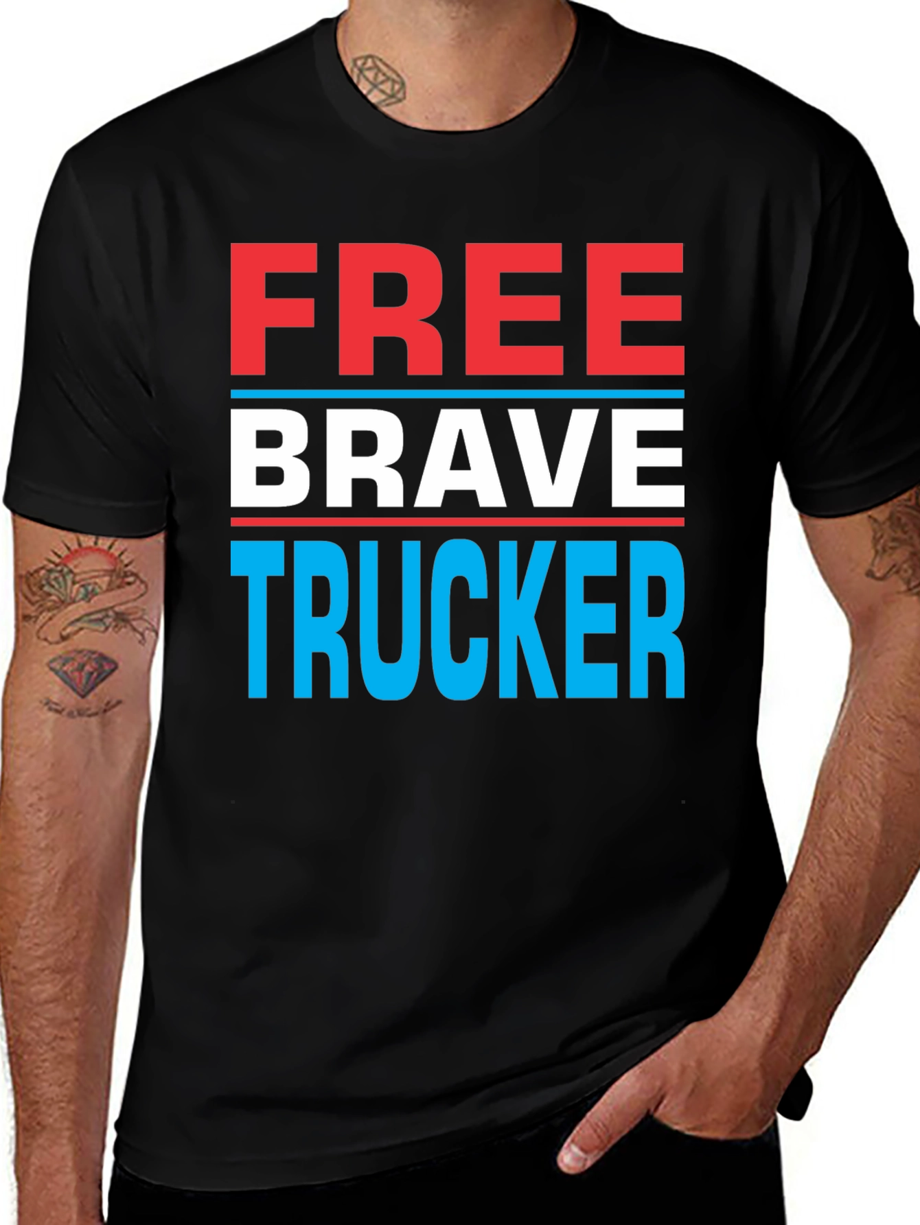 Variant 20 of Free Brave Trucker Black Graphic T-Shirt