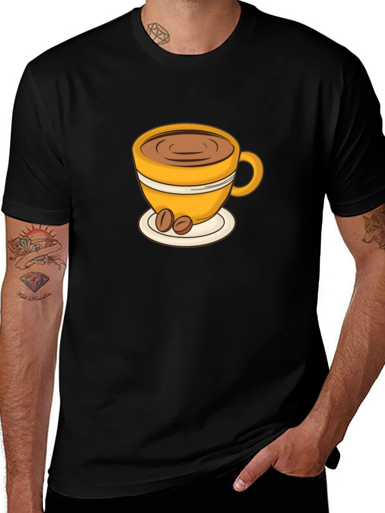 Variant 8 of Coffee Cup Graphic Tee - Casual Black T-Shirt