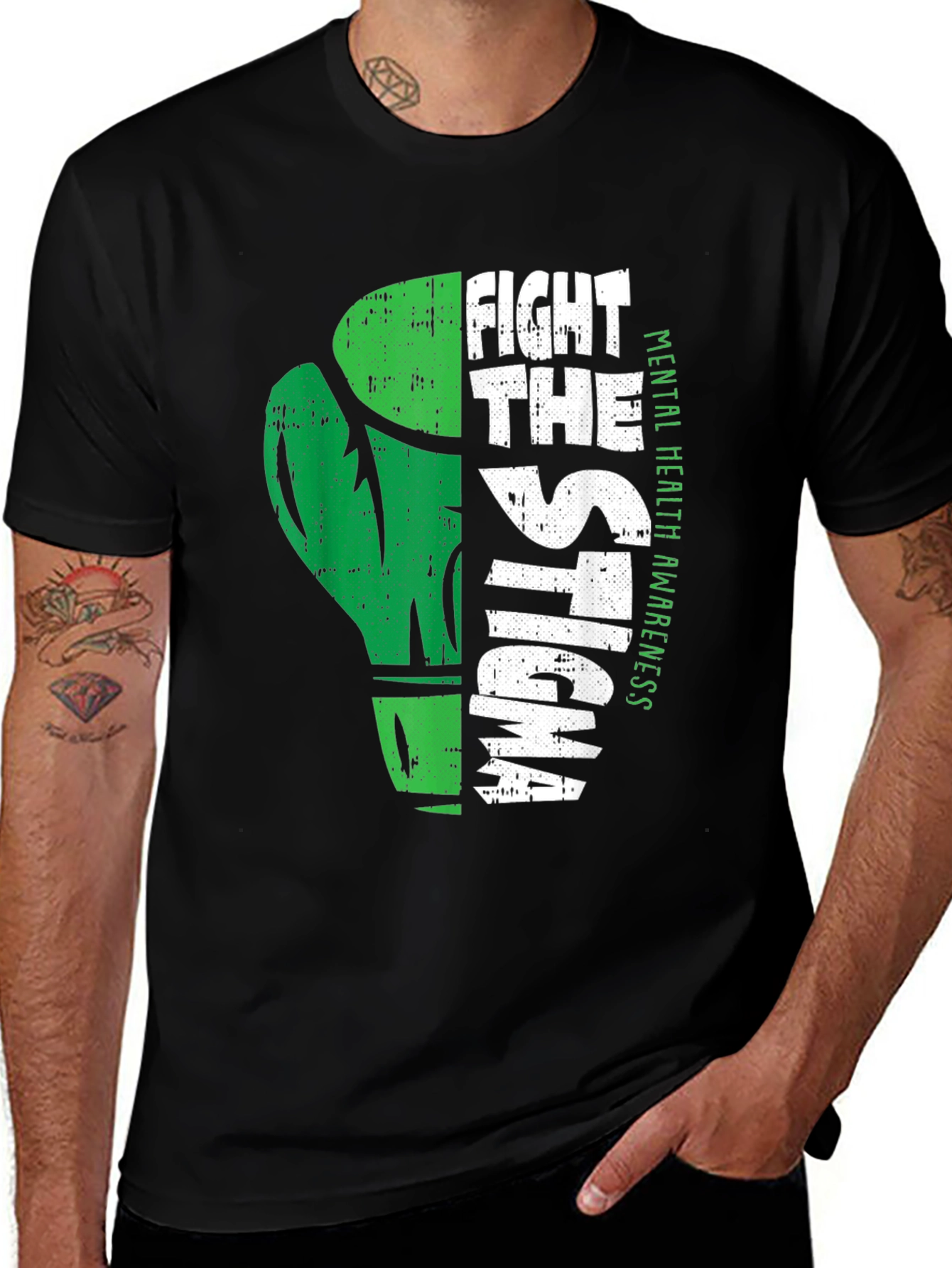 Fight The Stigma Mental Health Awareness Black T-Shirt