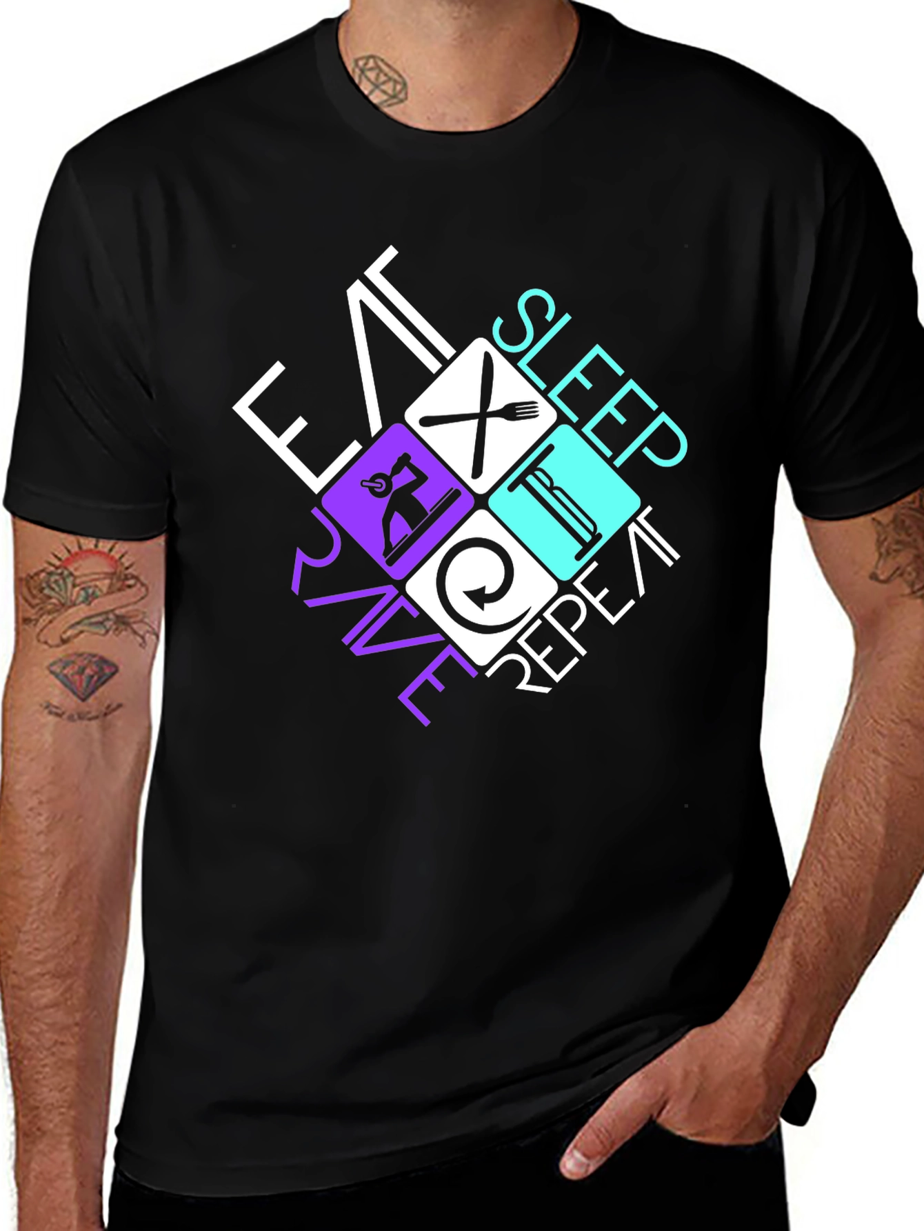 Variant 15 of Eat Rave Sleep Repeat Graphic Tee