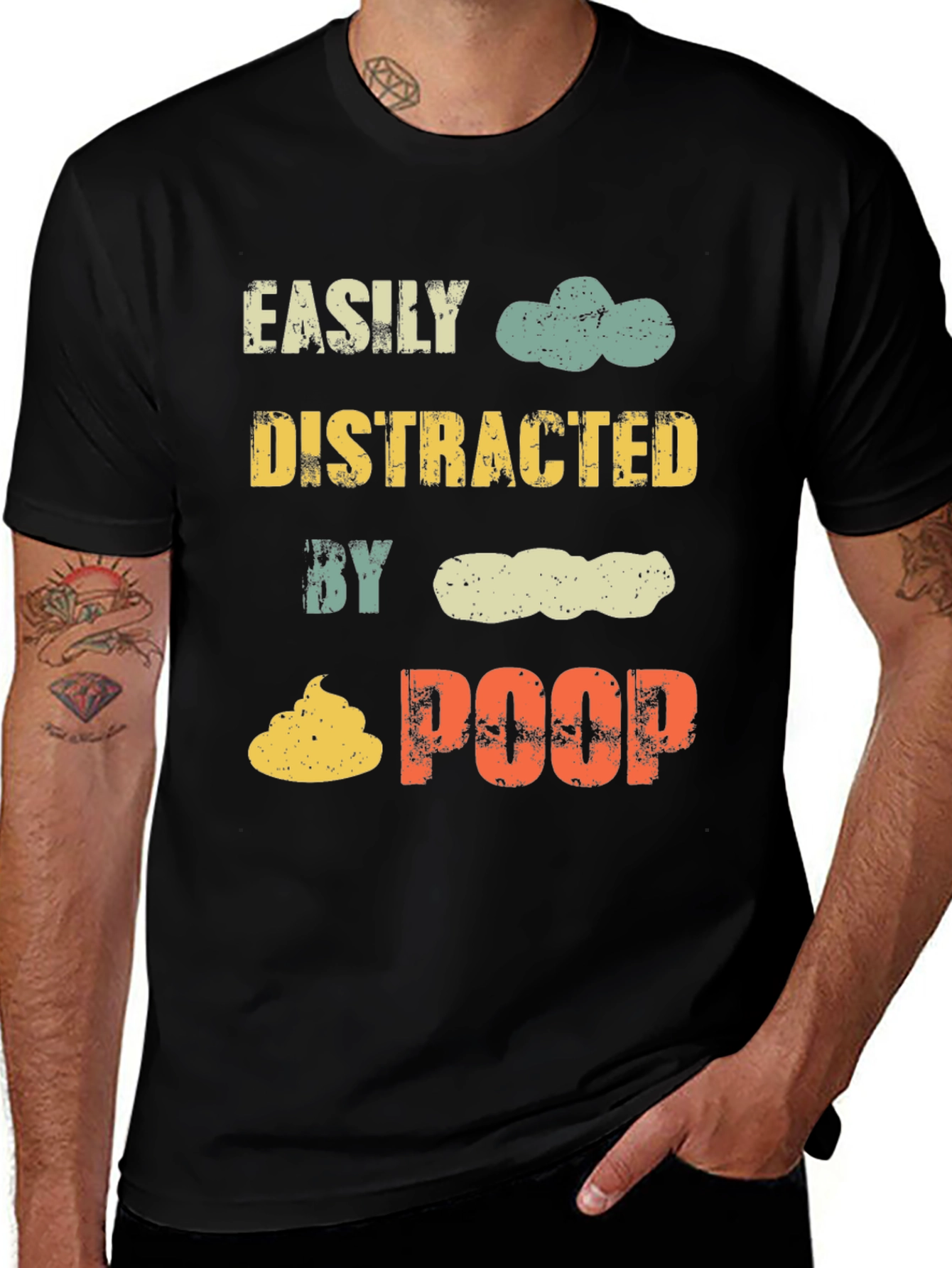 Variant 23 of Easily Distracted By Poop Funny Graphic Tee