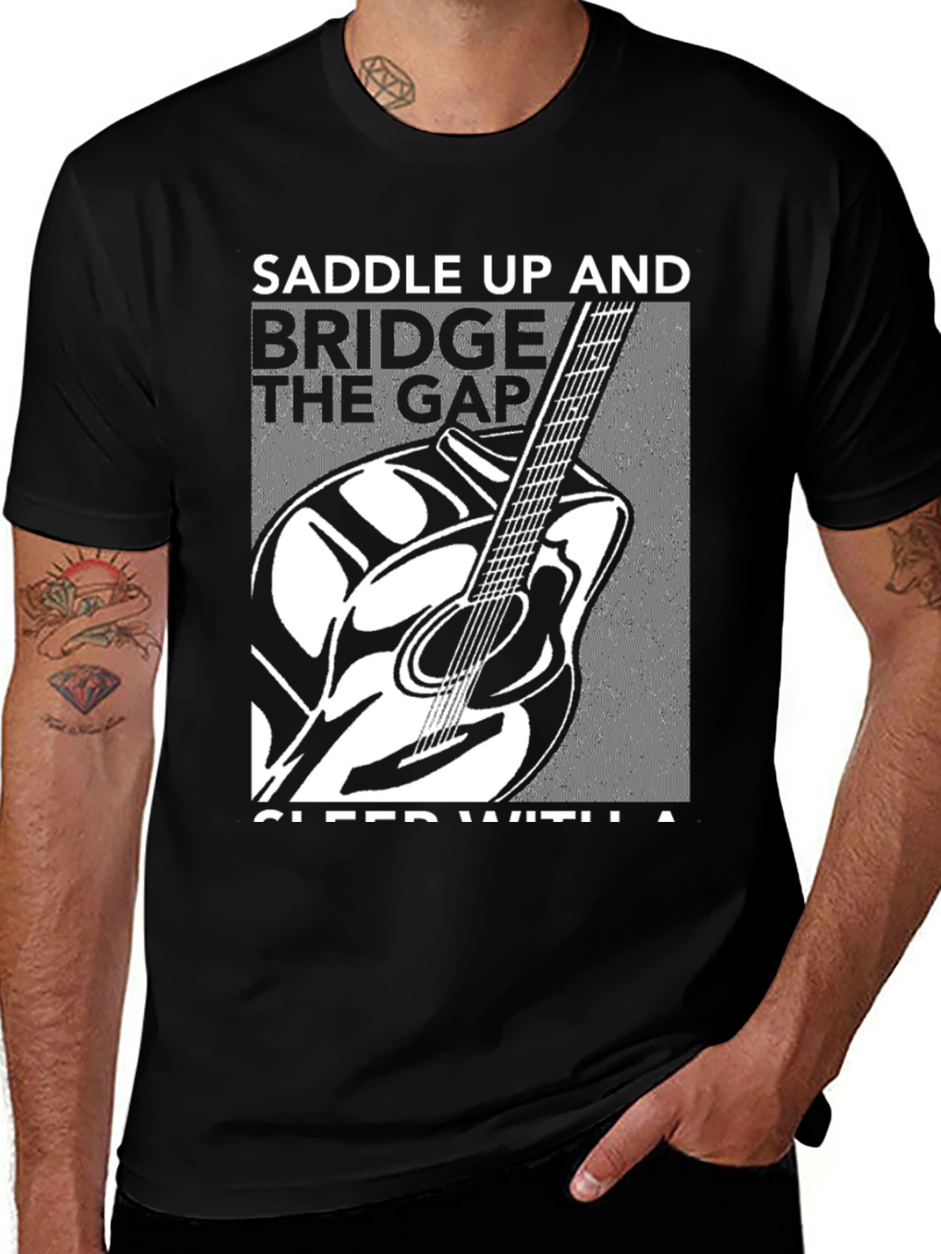 Variant 2 of Saddle Up Guitar Graphic Black T-Shirt