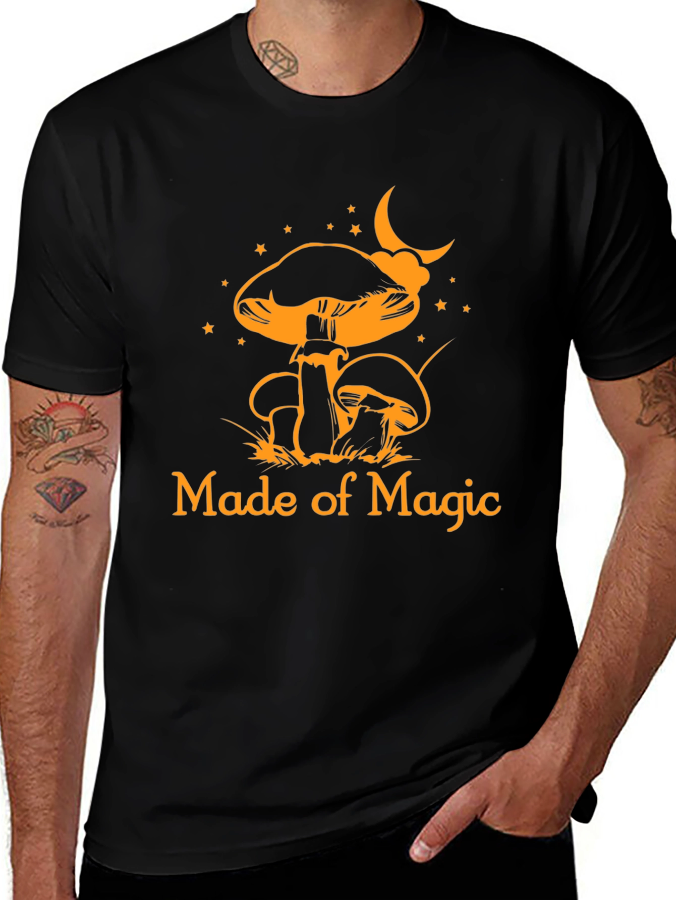 Magic Mushroom Graphic Tee - Black Cotton T-Shirt