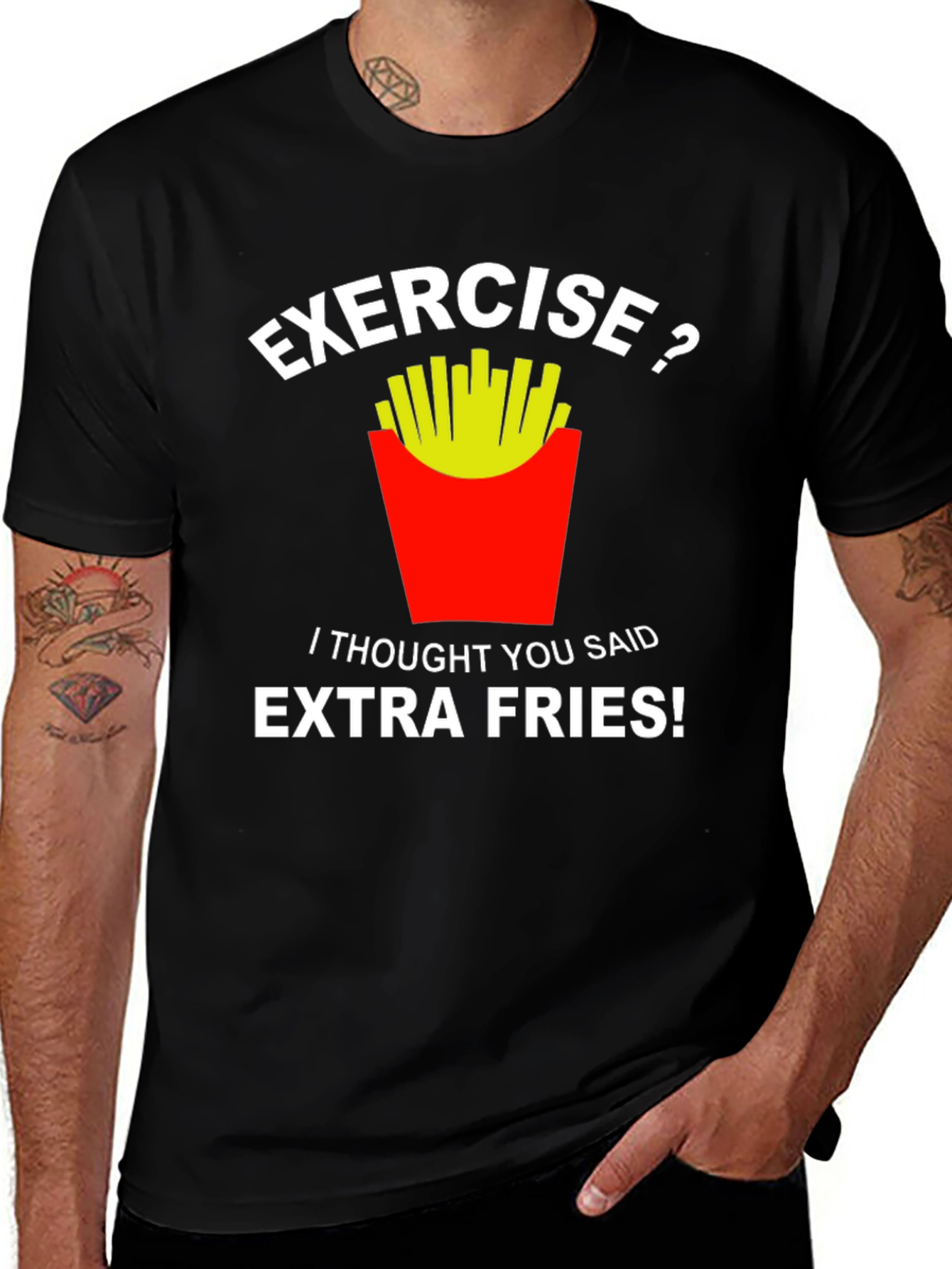 Variant 3 of Funny Exercise Extra Fries Graphic Tee