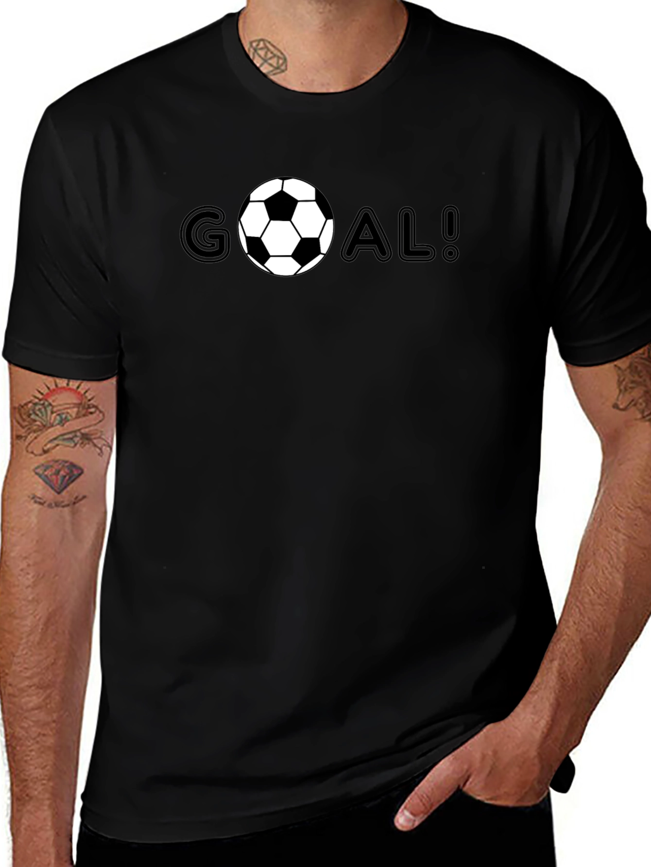 Variant 10 of Goal! Soccer Ball Graphic Tee - Black Cotton T-Shirt