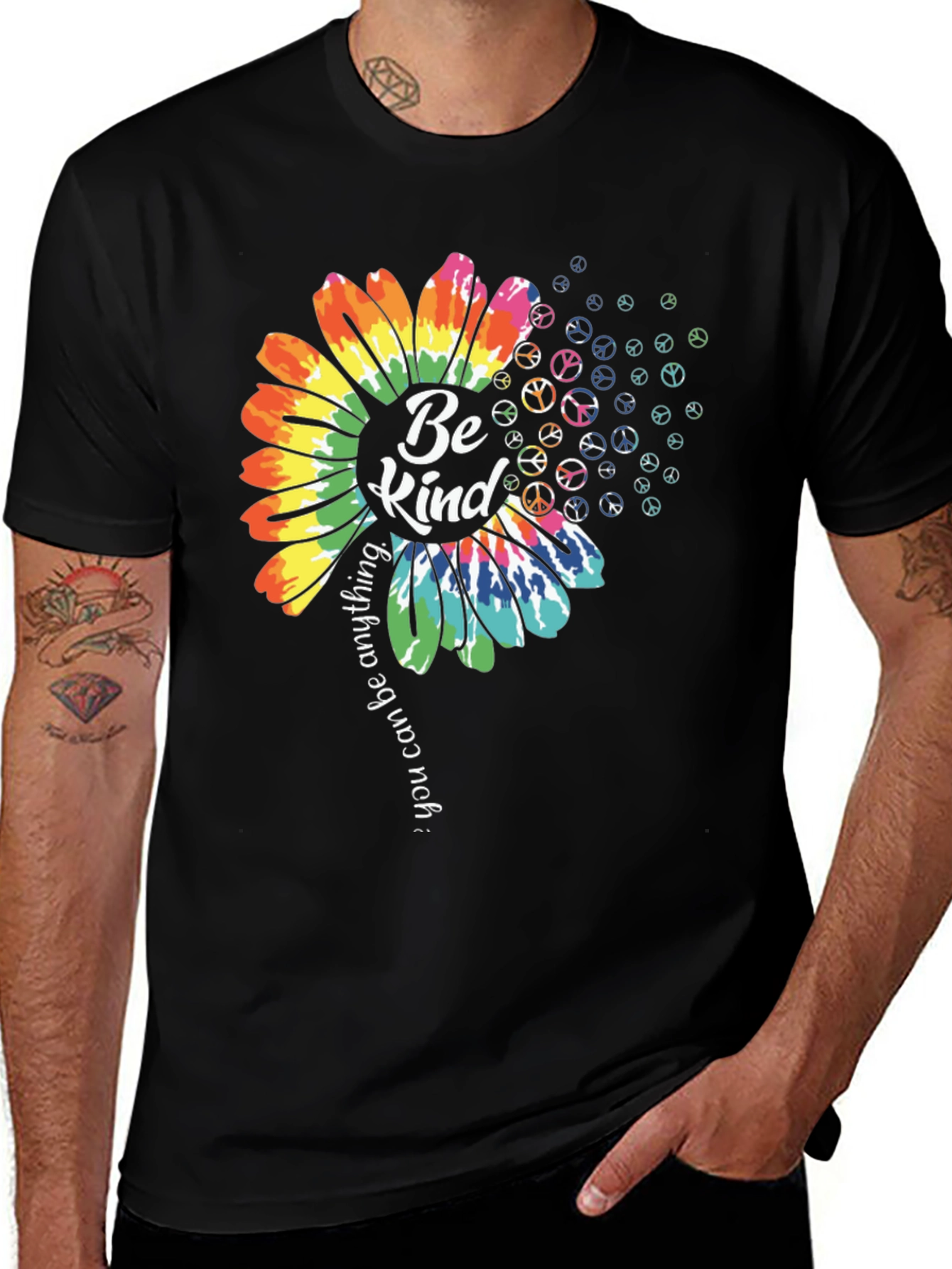 Variant 6 of Be Kind T-Shirt Colorful Flower Peace Sign