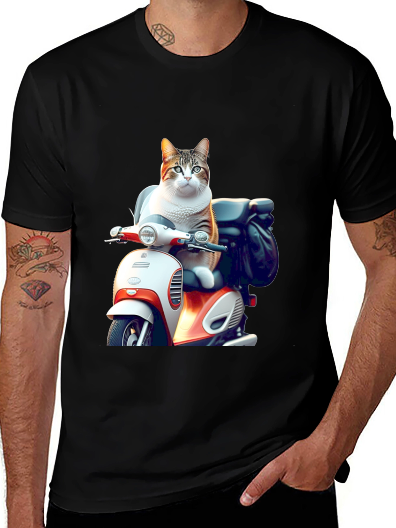 Variant 23 of Cat on Scooter Graphic Tee - Cool & Quirky Design