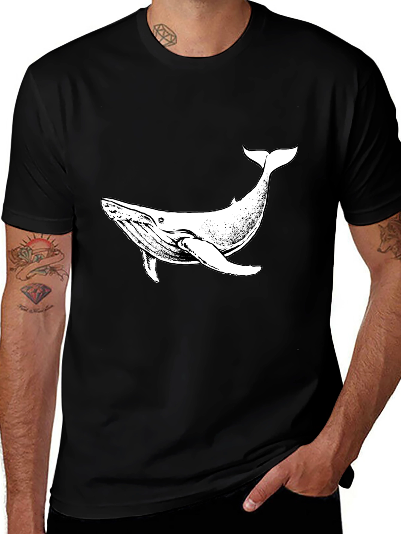 Variant 5 of Whale Graphic Black T-Shirt - Stylish Marine Life Tee