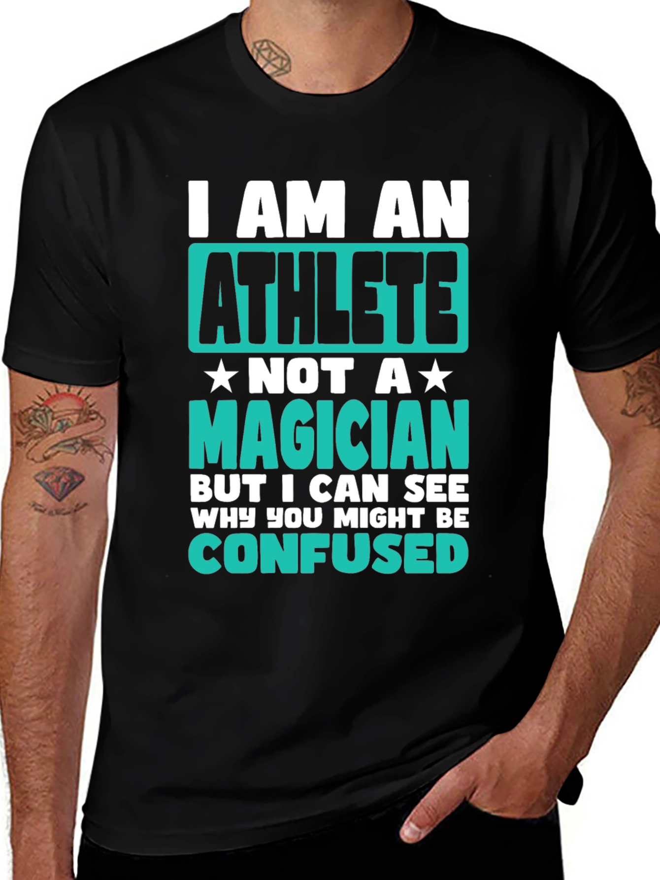 Black Athlete T-Shirt - I am an Athlete, Not a Magician main image