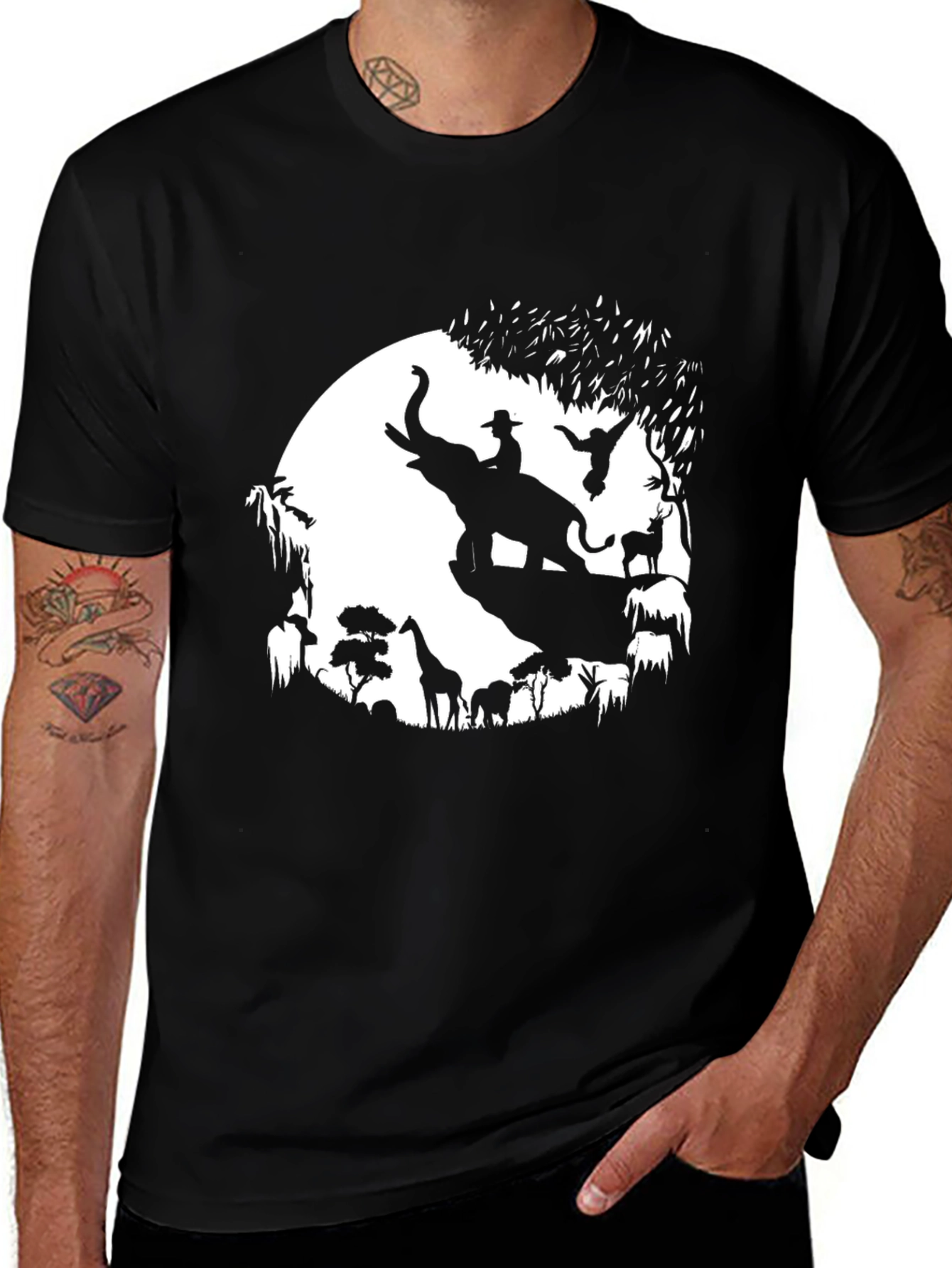 Variant 21 of Safari Silhouette Graphic Tee - Black Cotton T-Shirt