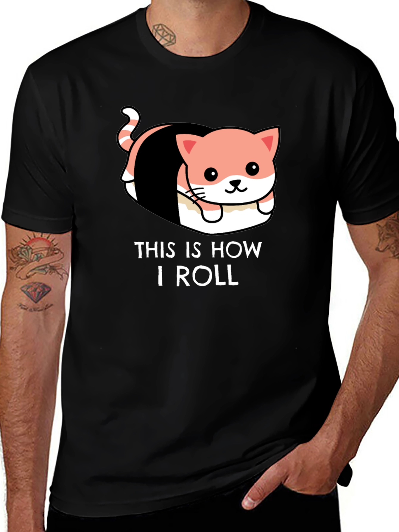 Variant 19 of Sushi Cat T-Shirt - This Is How I Roll Tee