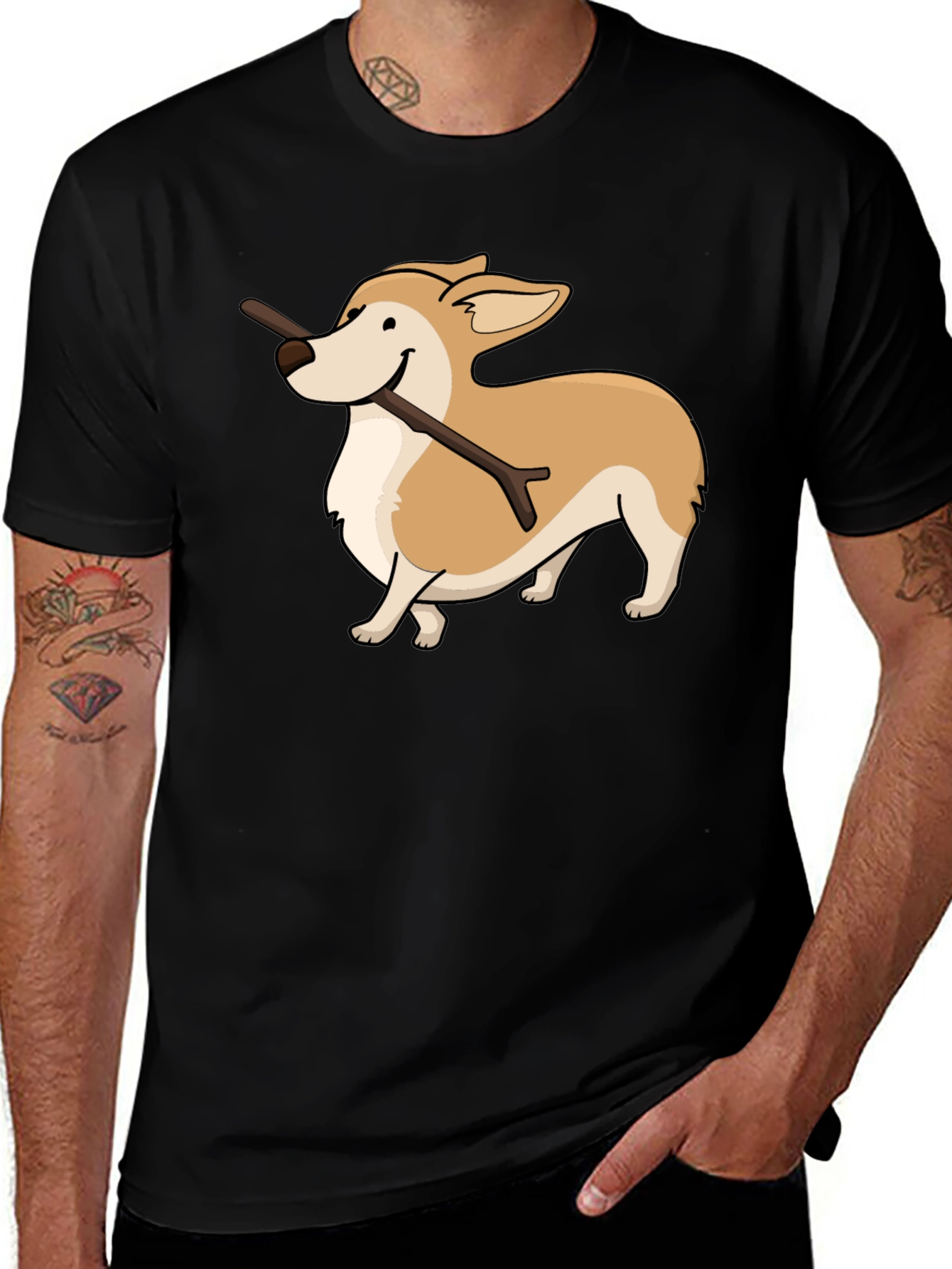Variant 30 of Corgi With Stick Graphic T-Shirt