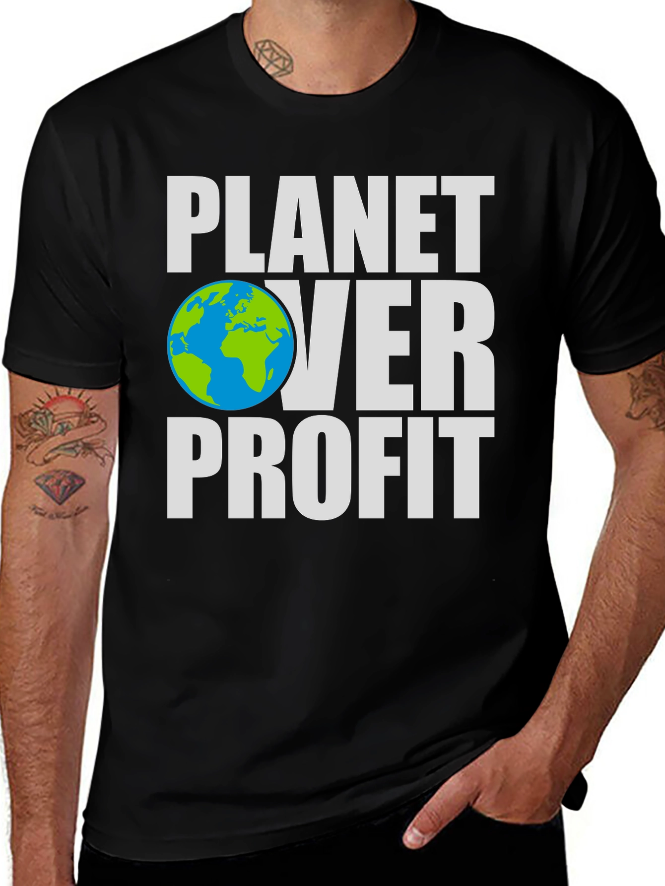 Planet Over Profit Graphic Tee - Eco-Friendly Statement Shirt