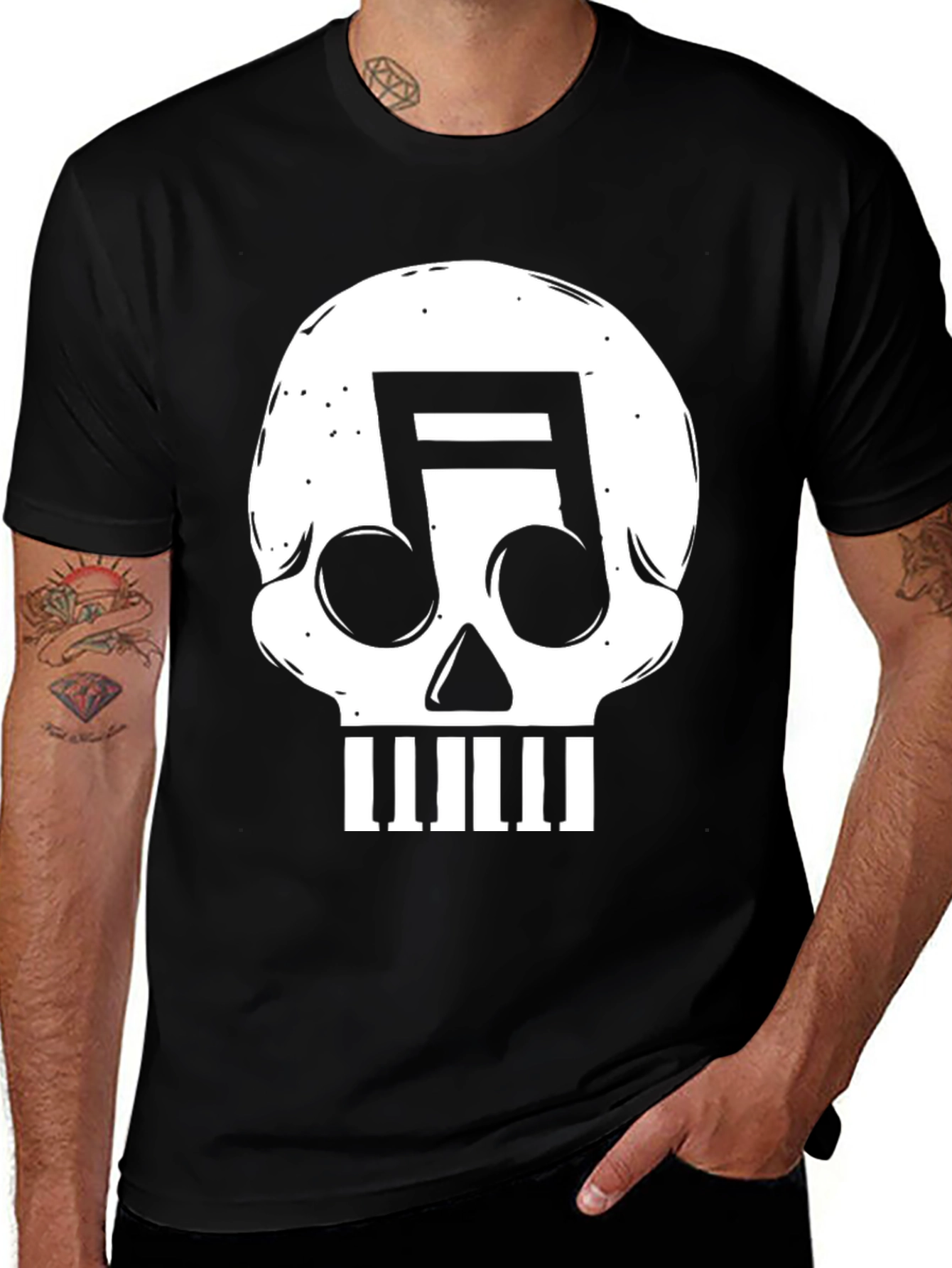 Variant 26 of Music Skull Graphic T-Shirt - Rocker Style