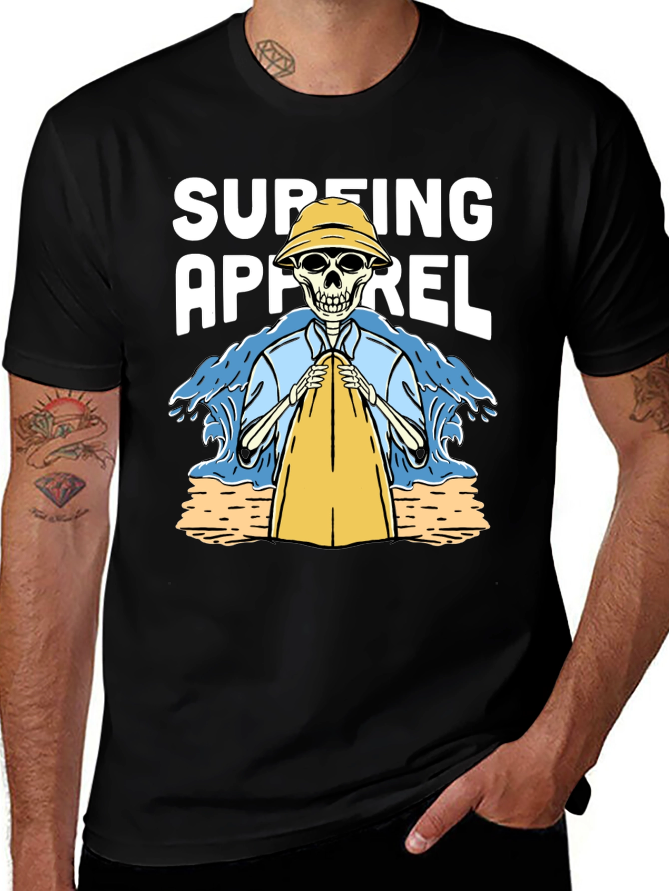 Surfing Skeleton Graphic Tee - Beach Apparel