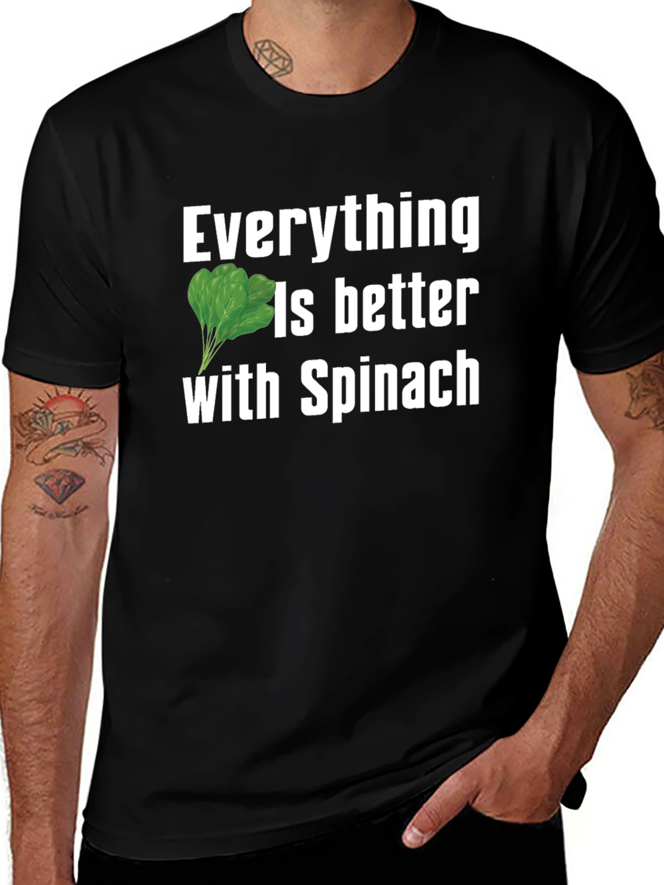 Variant 9 of Everything Is Better With Spinach Black T-Shirt
