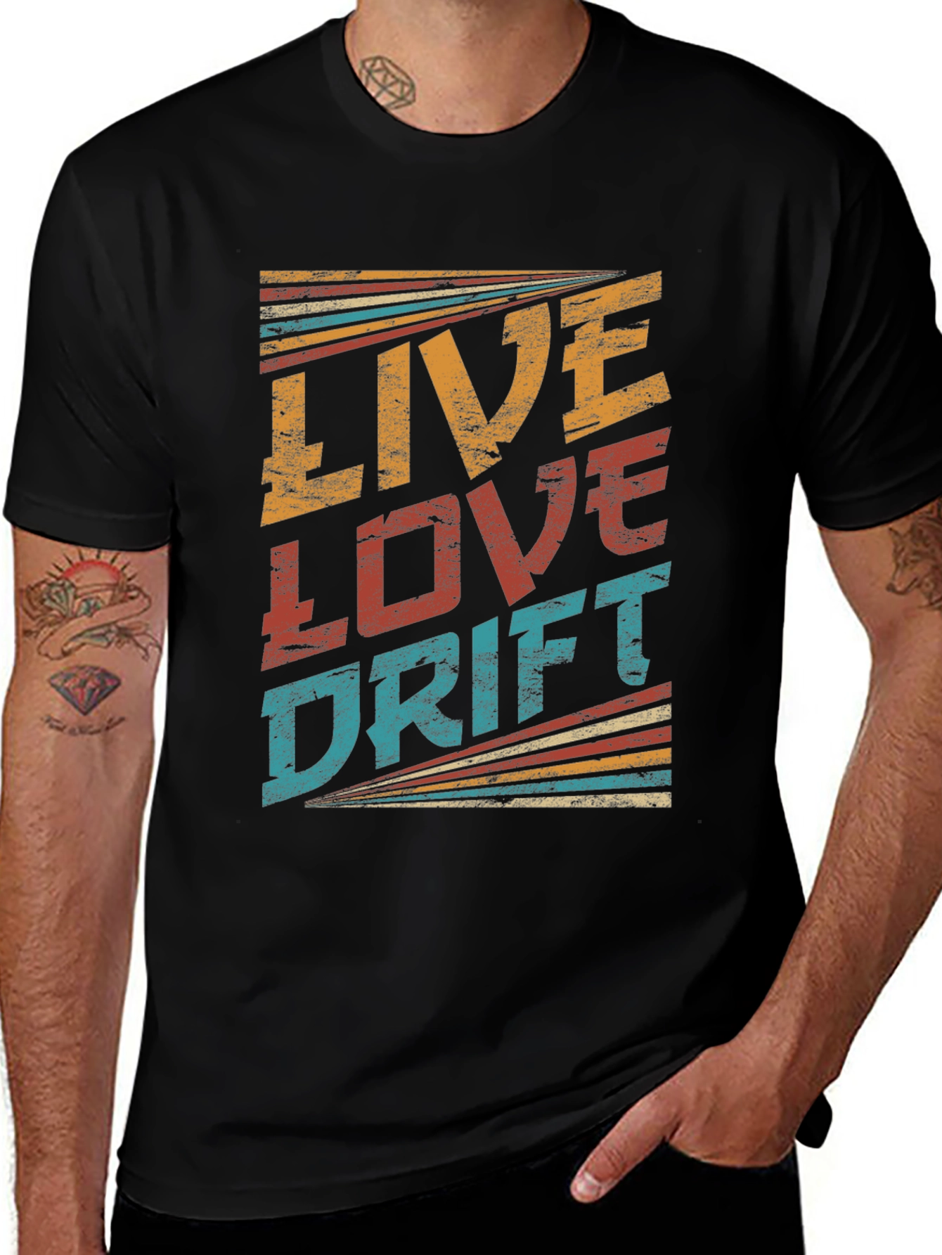 Black Live Love Drift Retro T-Shirt main image