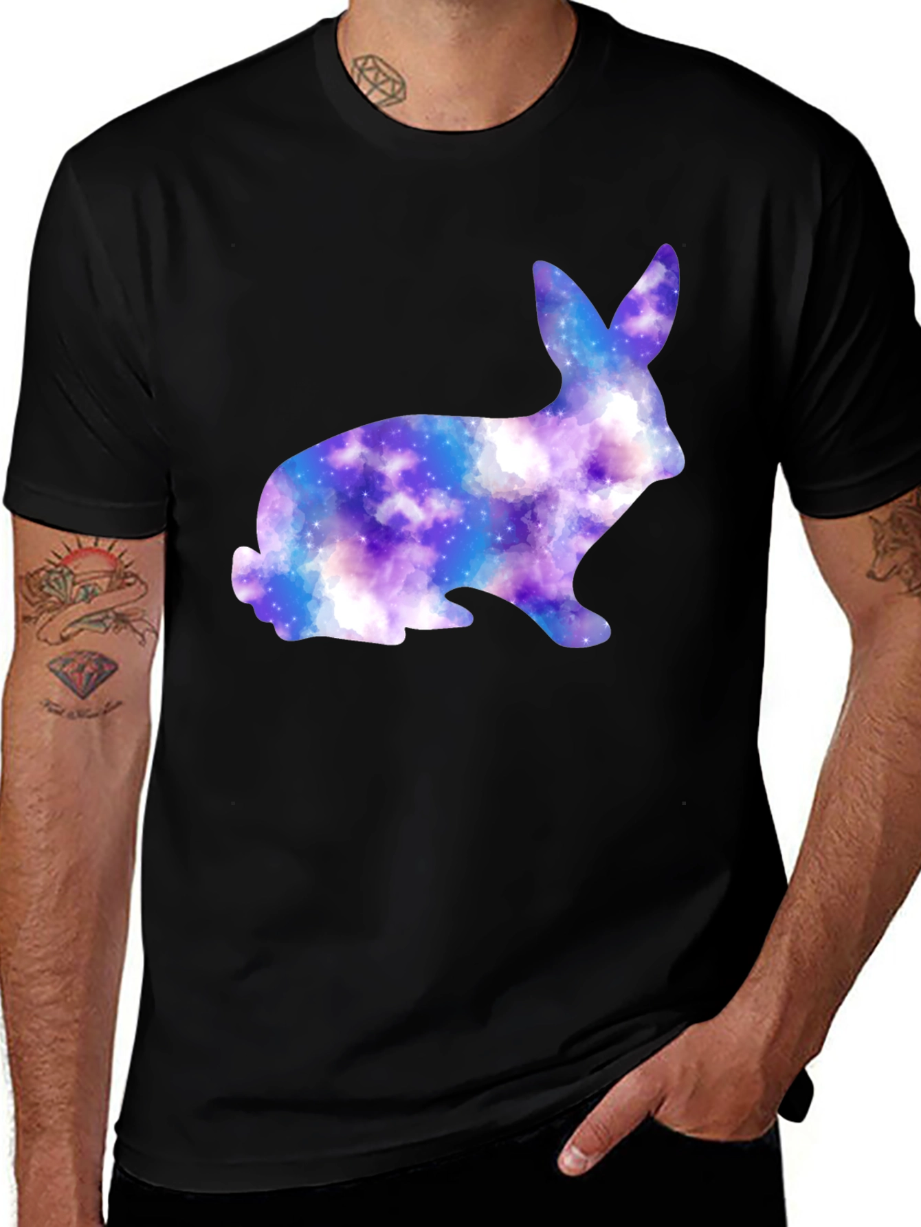 Variant 17 of Galaxy Bunny Graphic Black T-Shirt
