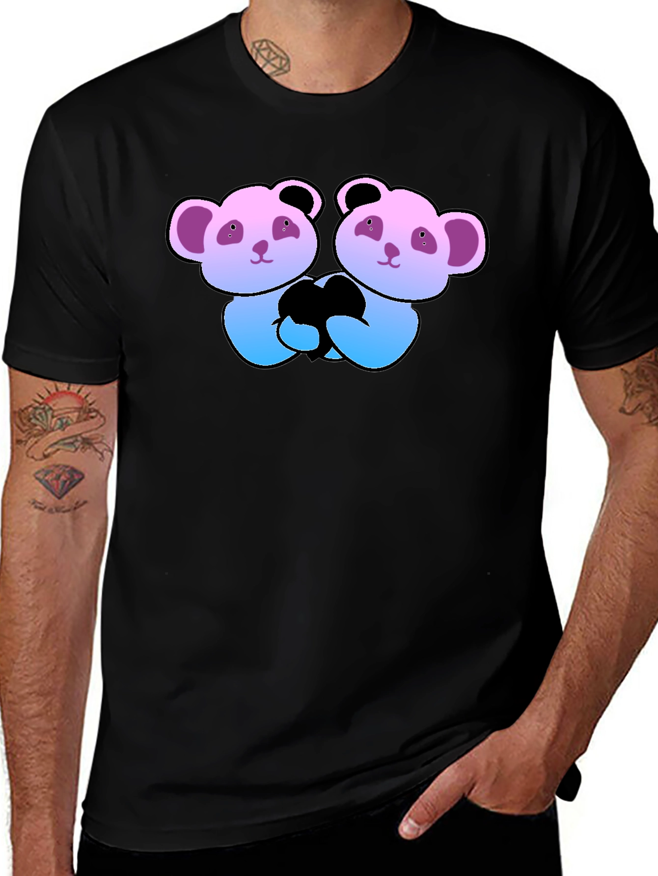 Cute Panda Couple Graphic T-Shirt