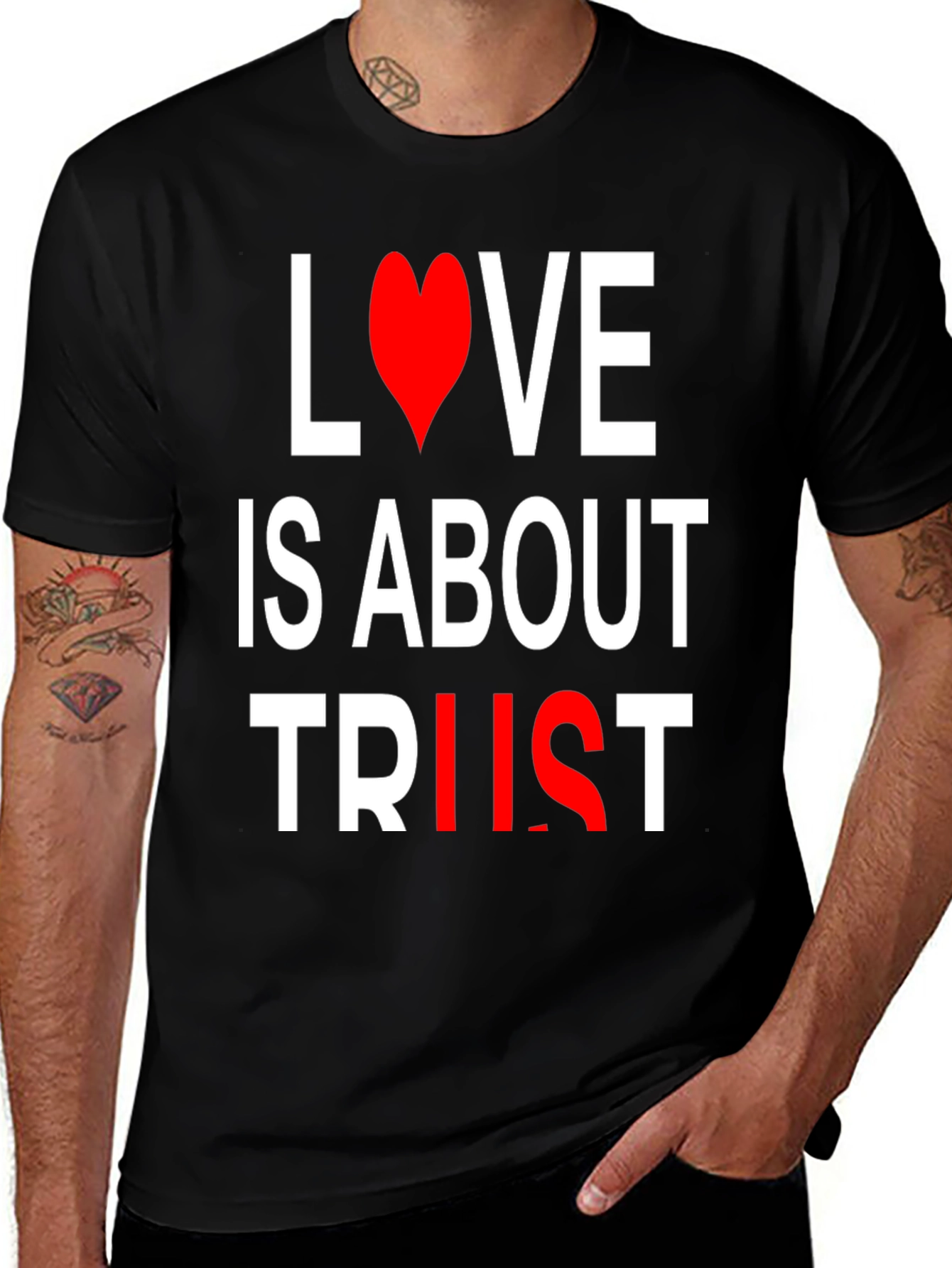 Variant 23 of Love and Trust Graphic Tee - Black T-Shirt
