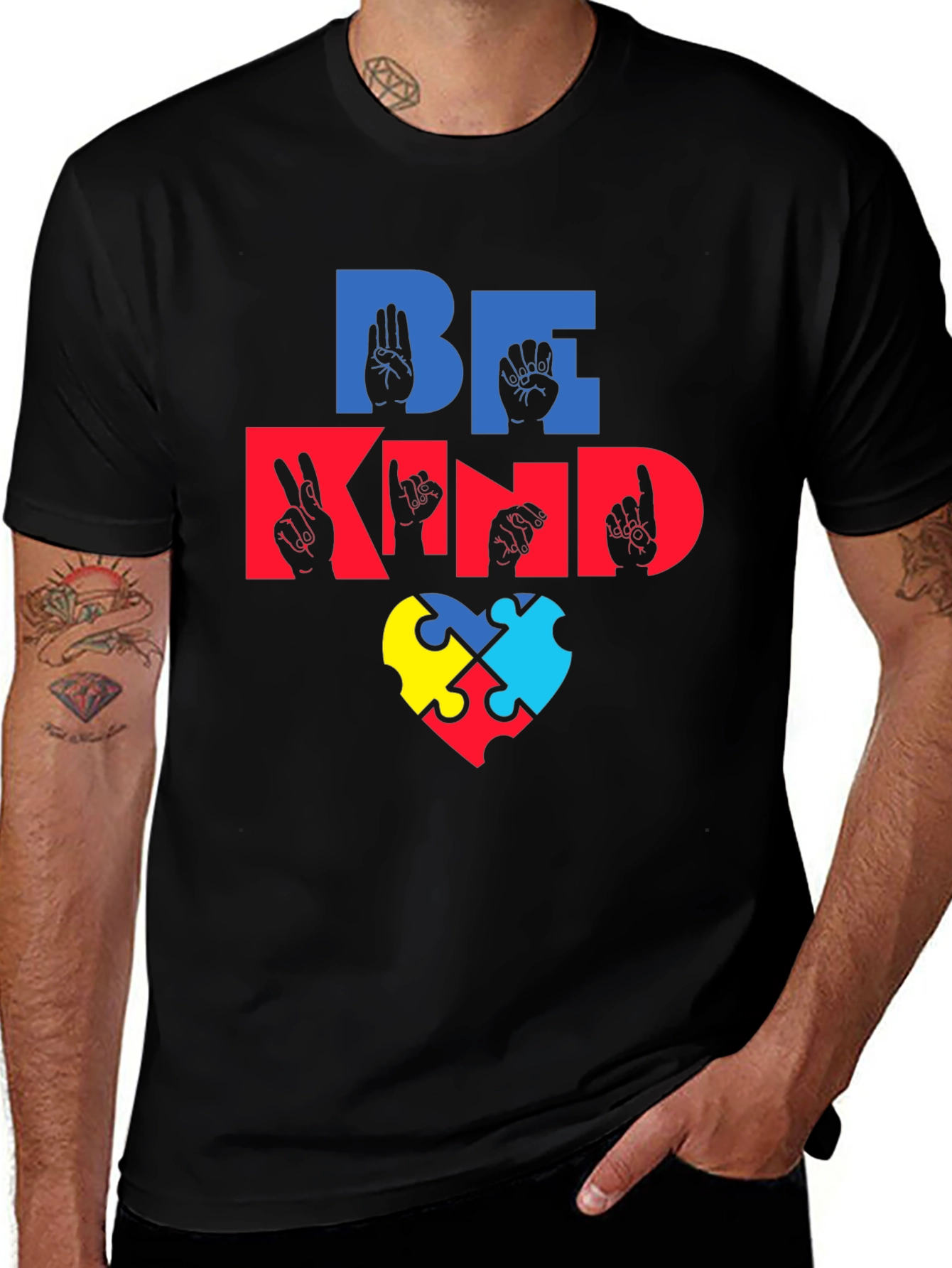 Variant 12 of Be Kind Autism Awareness Puzzle Piece Heart T-Shirt
