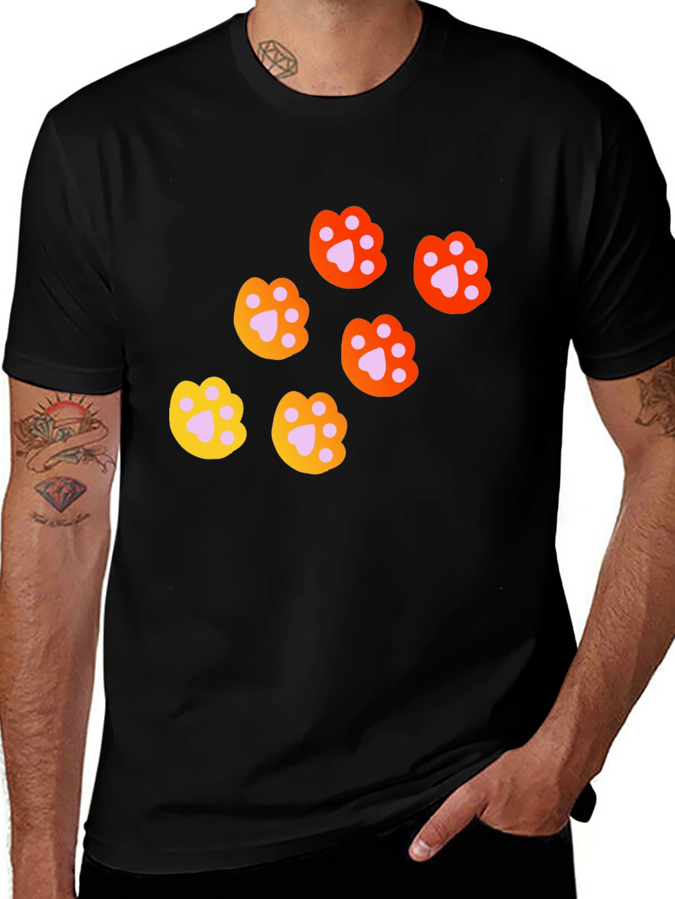 Variant 27 of Cute Paw Print Graphic T-Shirt - Casual Style