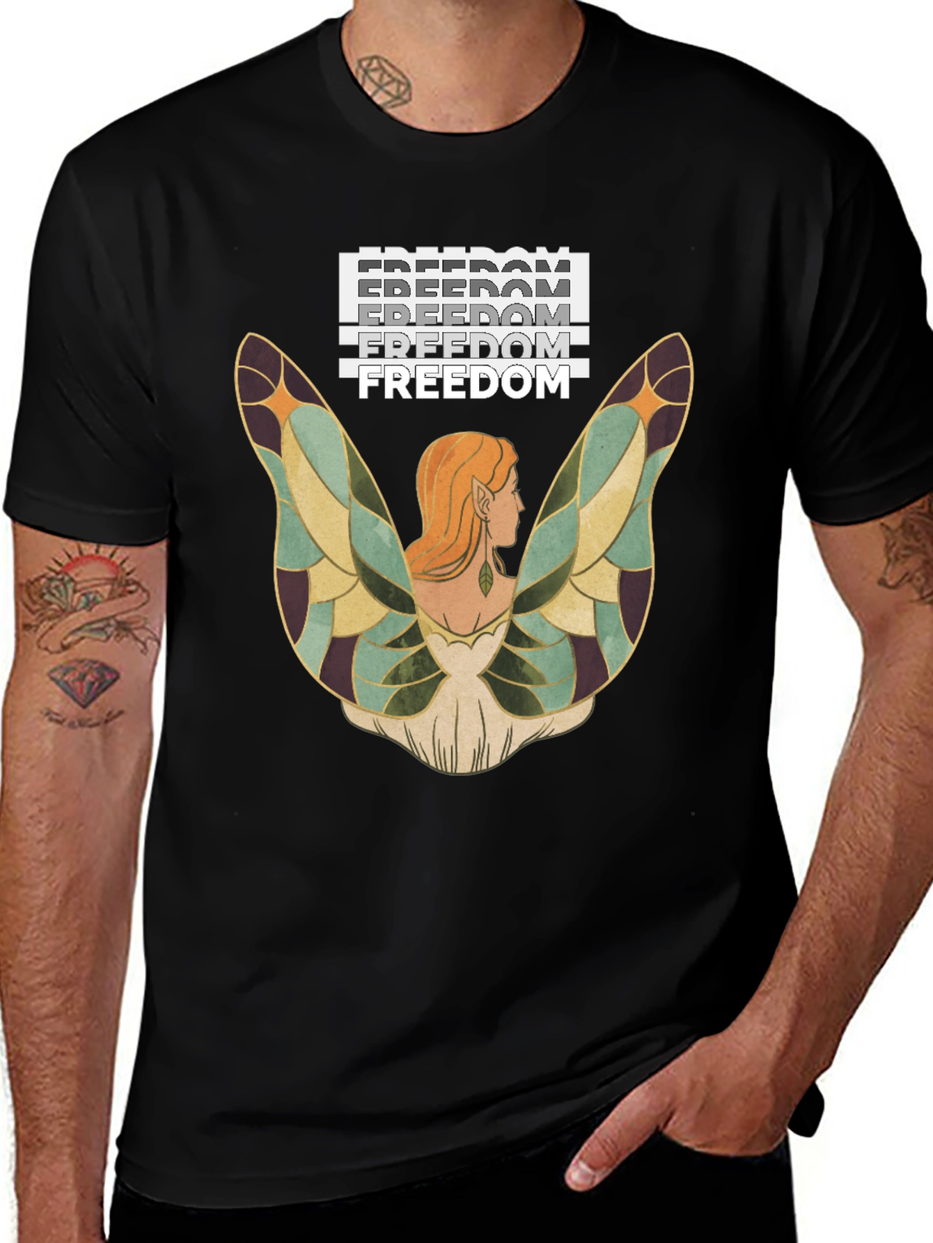 Variant 29 of Freedom Fairy Graphic Tee - Black T-Shirt