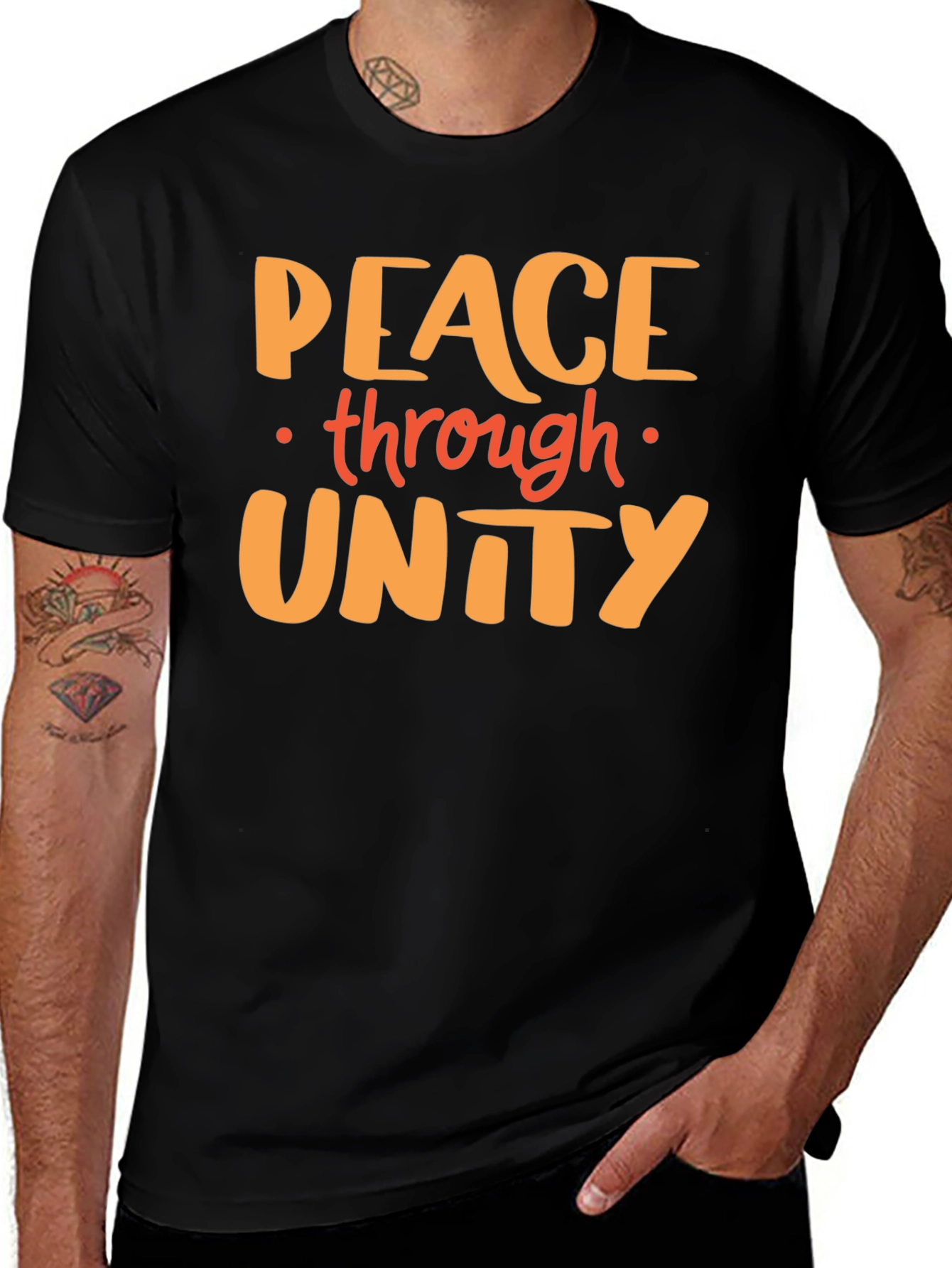 Variant 16 of Peace Through Unity Graphic Tee - Black