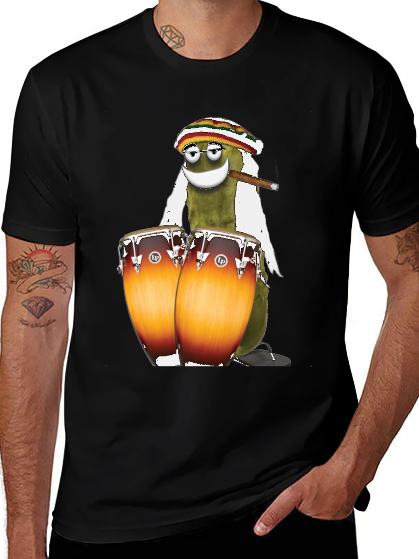 Variant 25 of Rasta Pickle Playing Drums T-Shirt