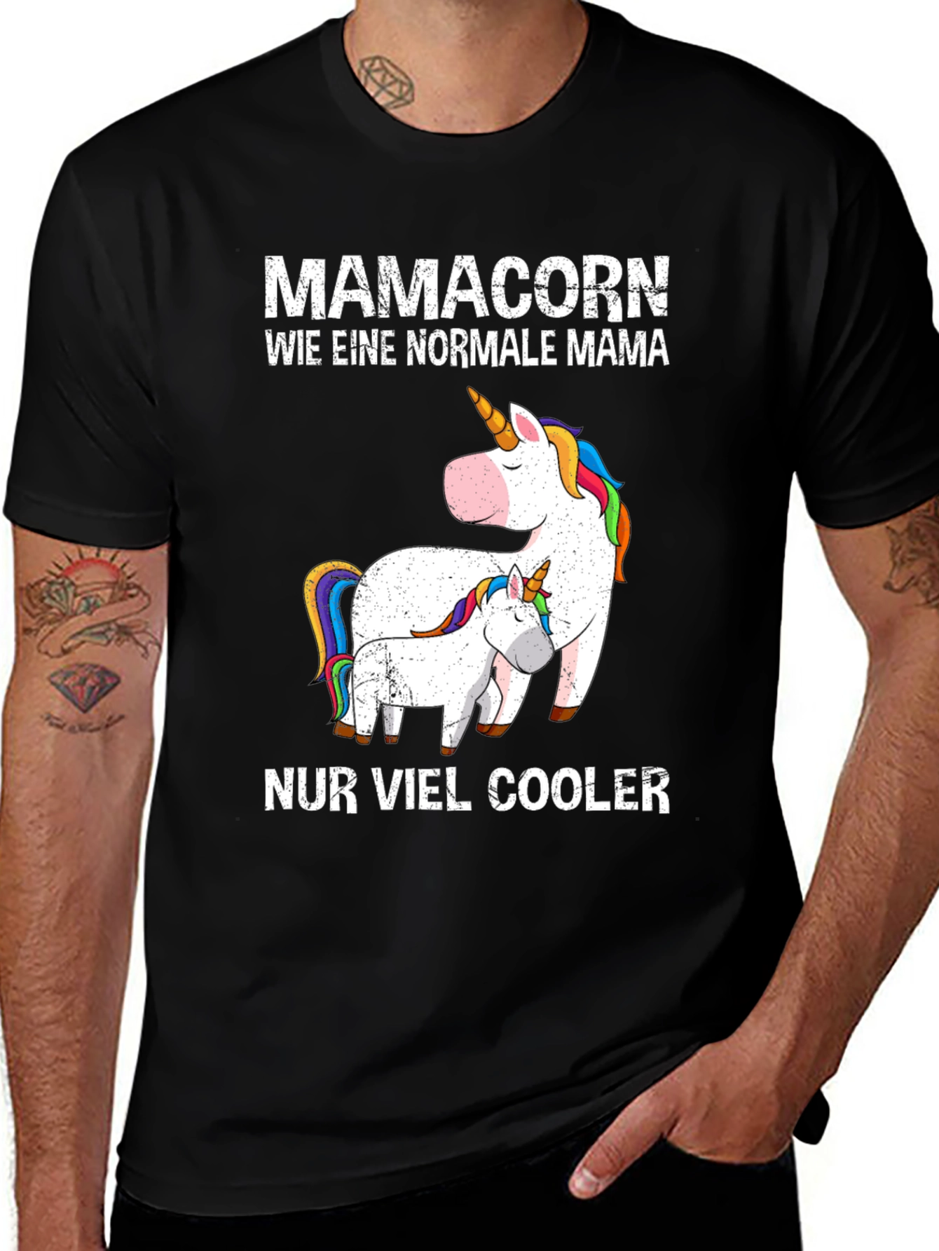 Mamacorn Mother & Baby Unicorn Black T-Shirt