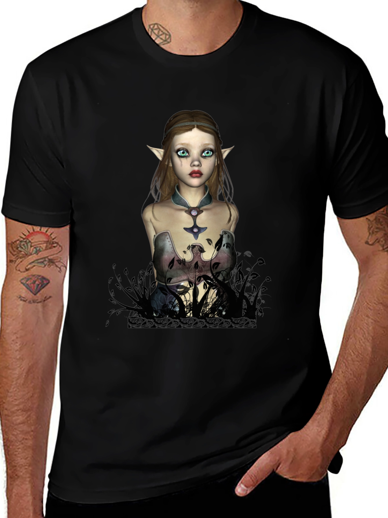 Variant 4 of Elf Maiden Graphic T-Shirt - Unique Fantasy Design
