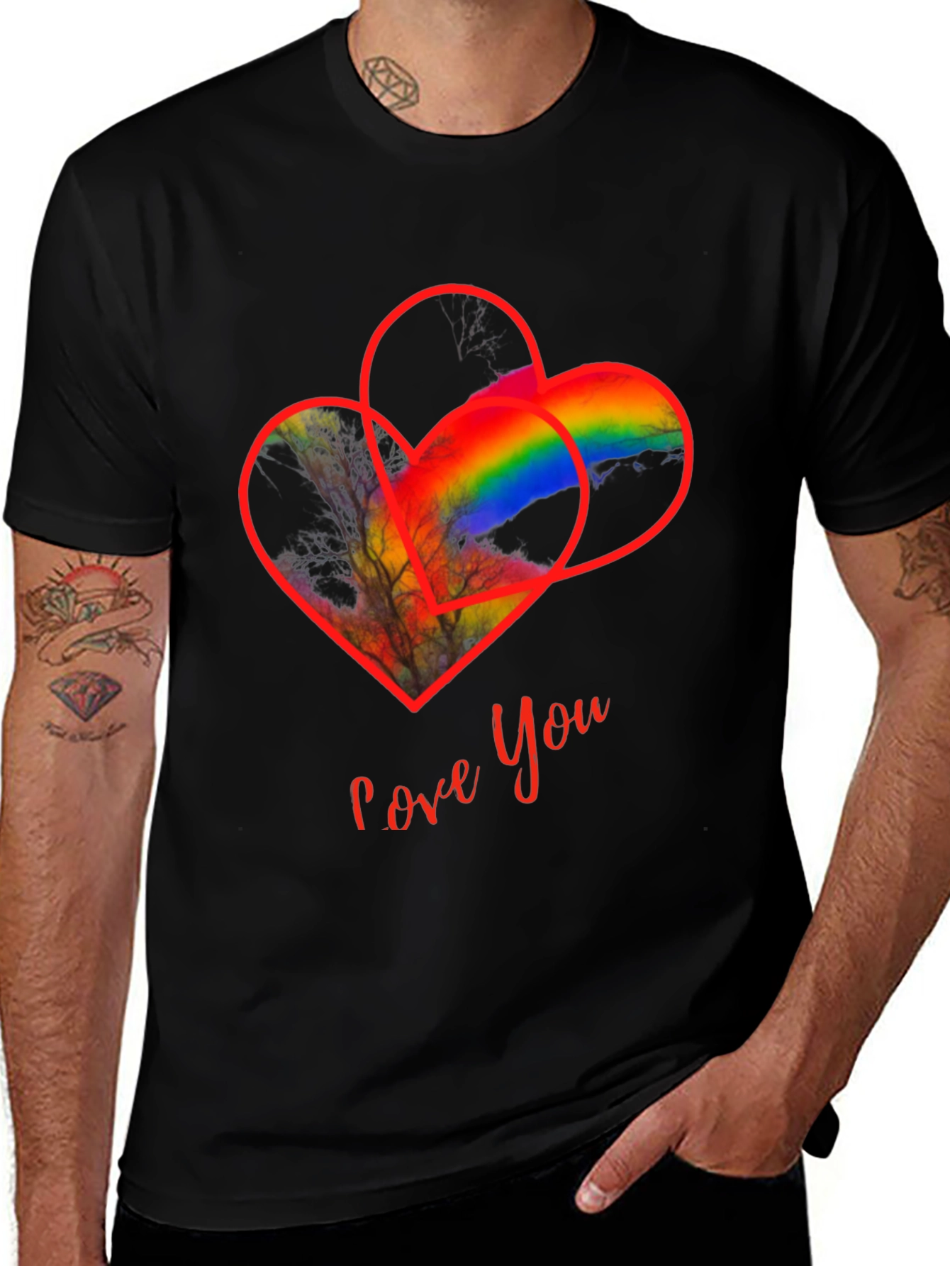 Variant 29 of Love You Heart Rainbow Graphic Tee