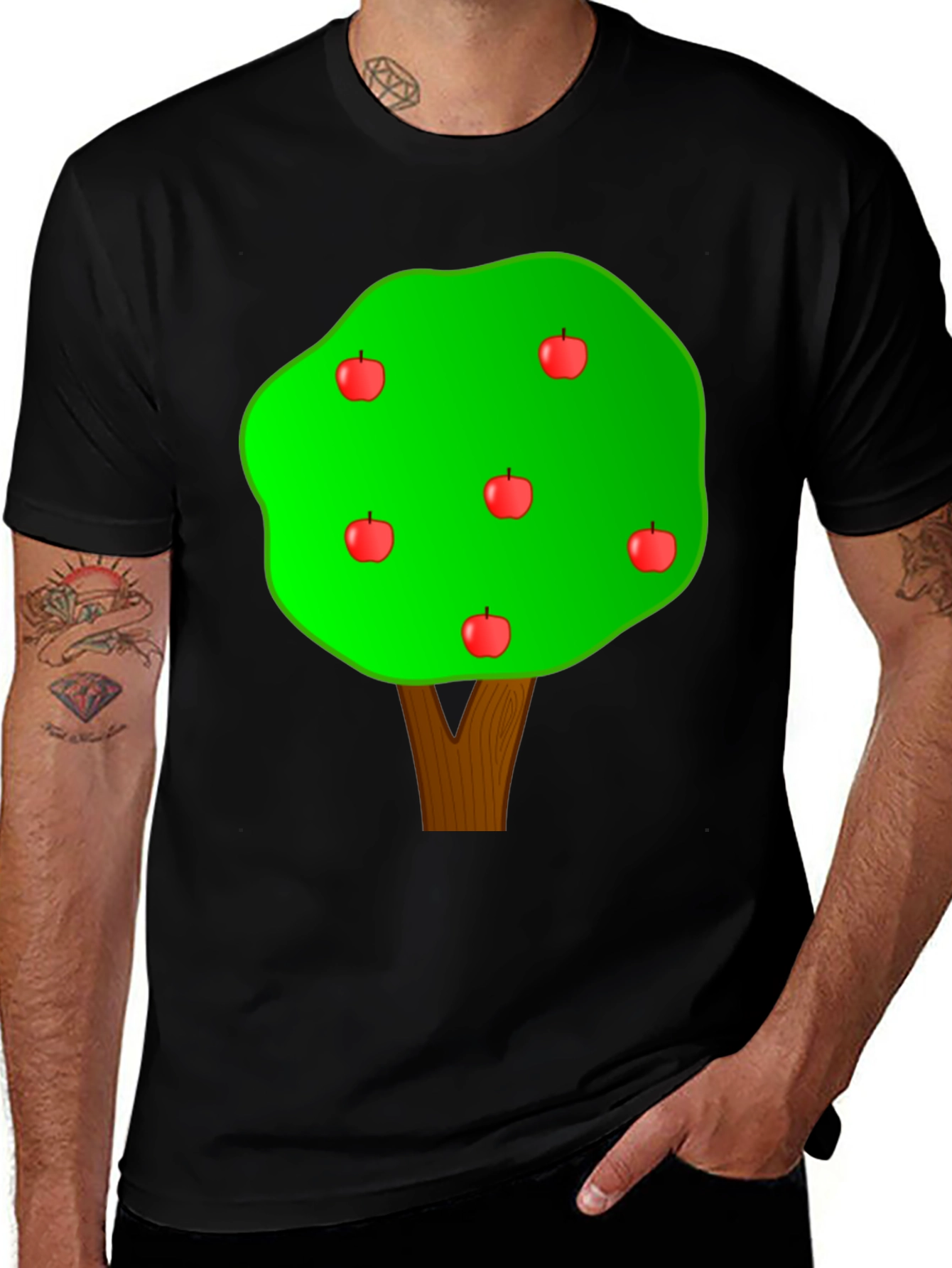 Variant 6 of Apple Tree Graphic Print Black Tee
