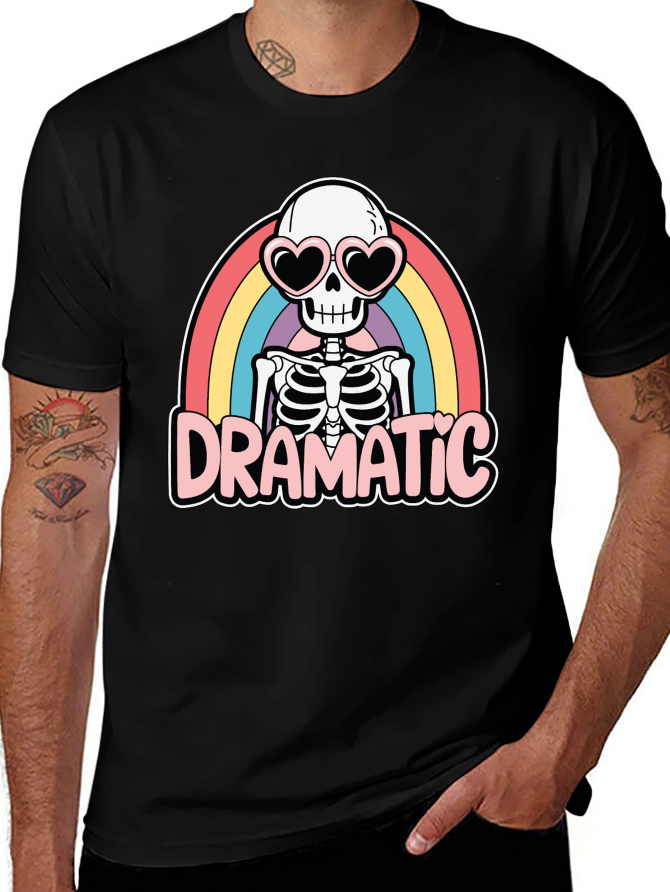Variant 24 of Dramatic Skeleton Rainbow Heart Sunglasses T-Shirt