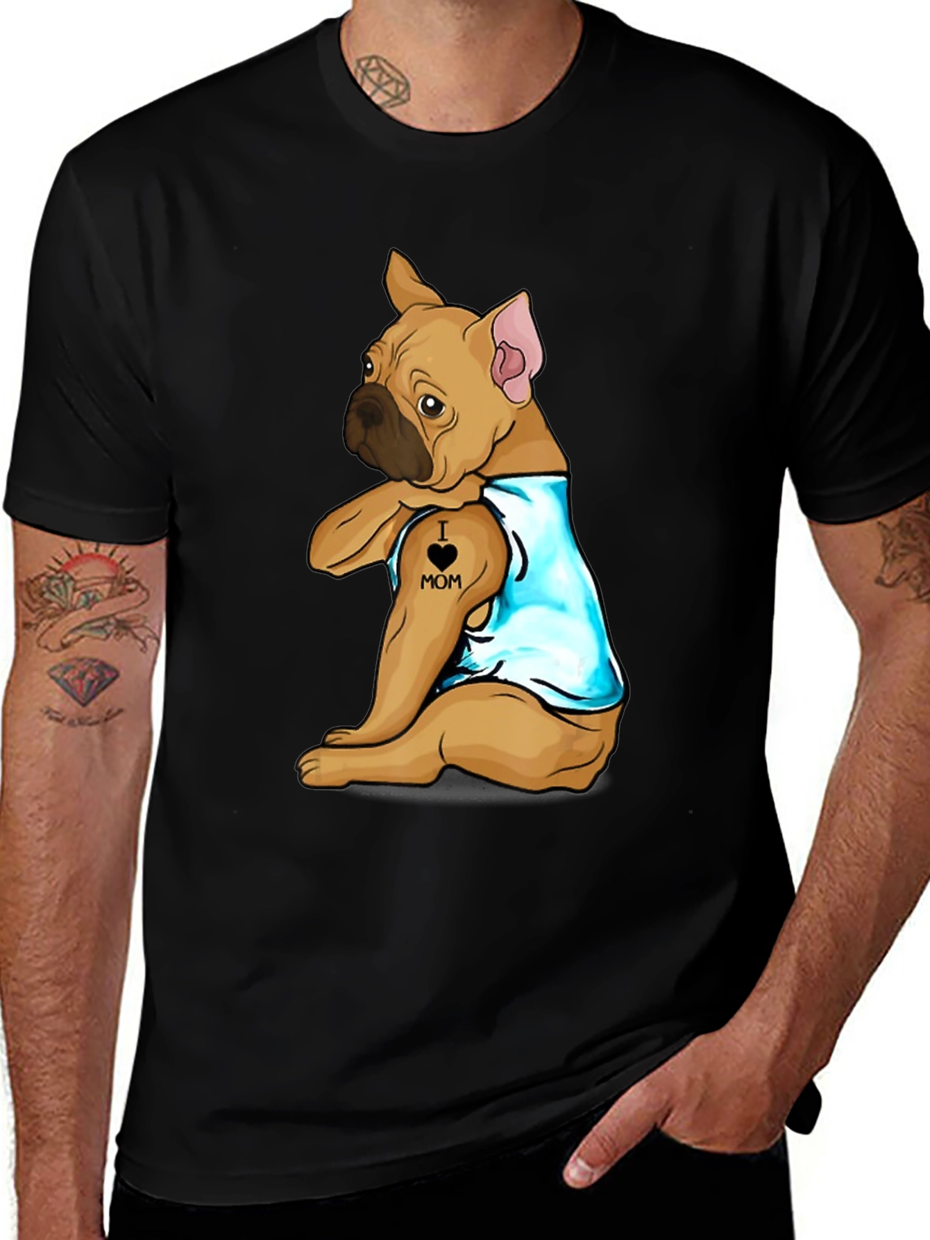 Variant 29 of Bulldog Mom Tattoo Graphic T-Shirt