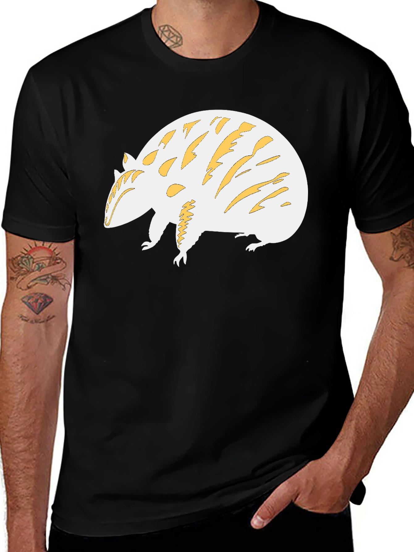 Variant 2 of Unique Armadillo Graphic Tee - Black Cotton Blend