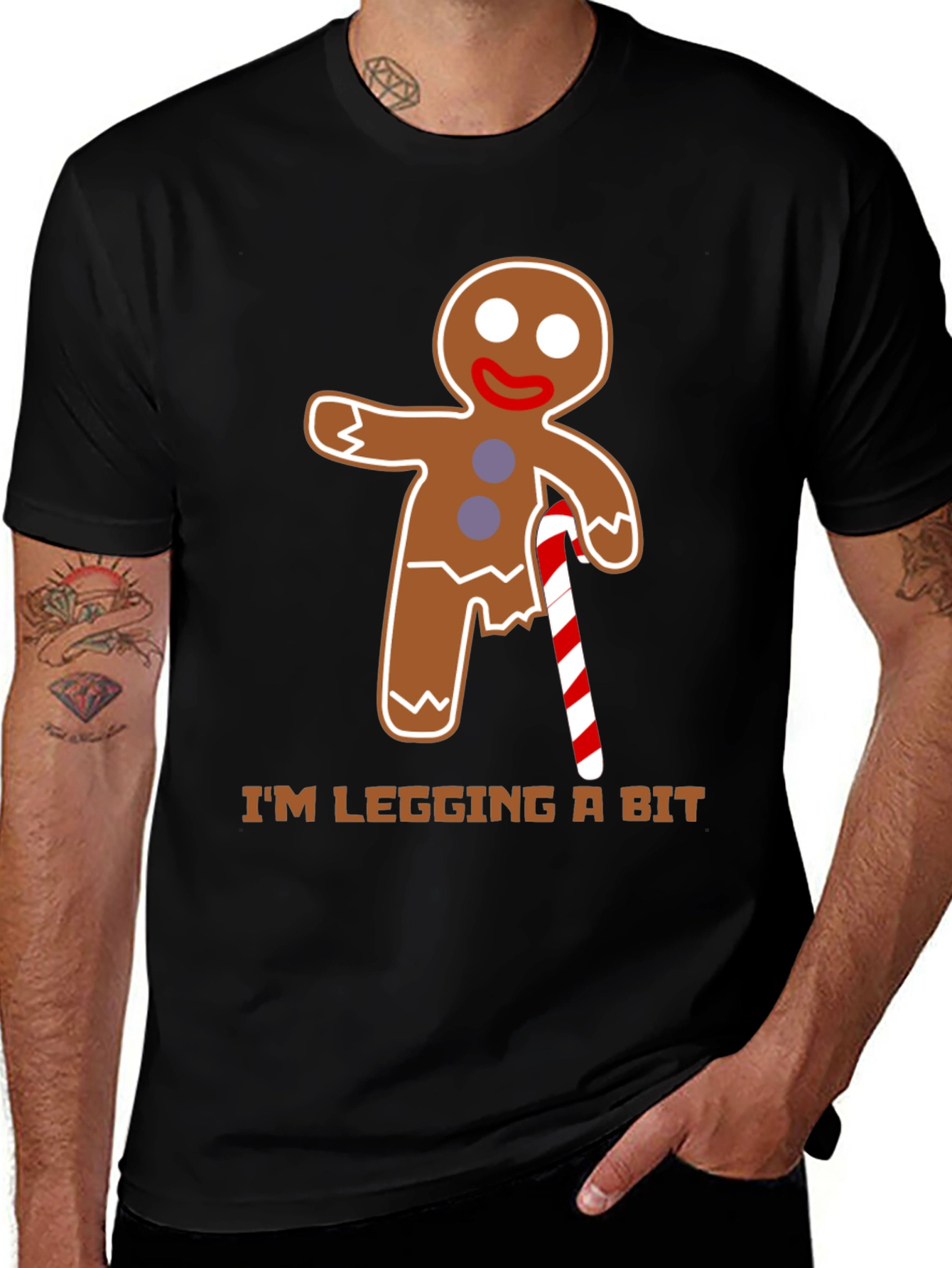 Variant 17 of Gingerbread Man T-Shirt - I'm Legging A Bit