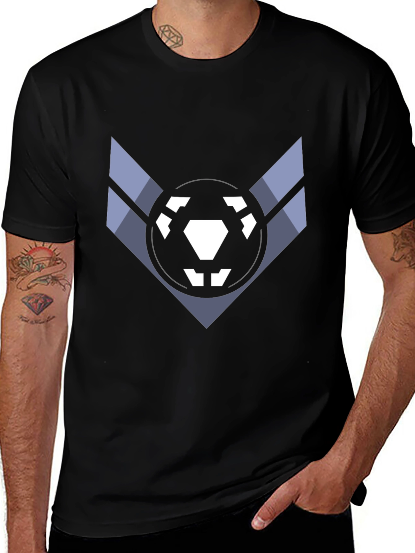 Variant 23 of Geometric Emblem Black T-Shirt - Modern Design