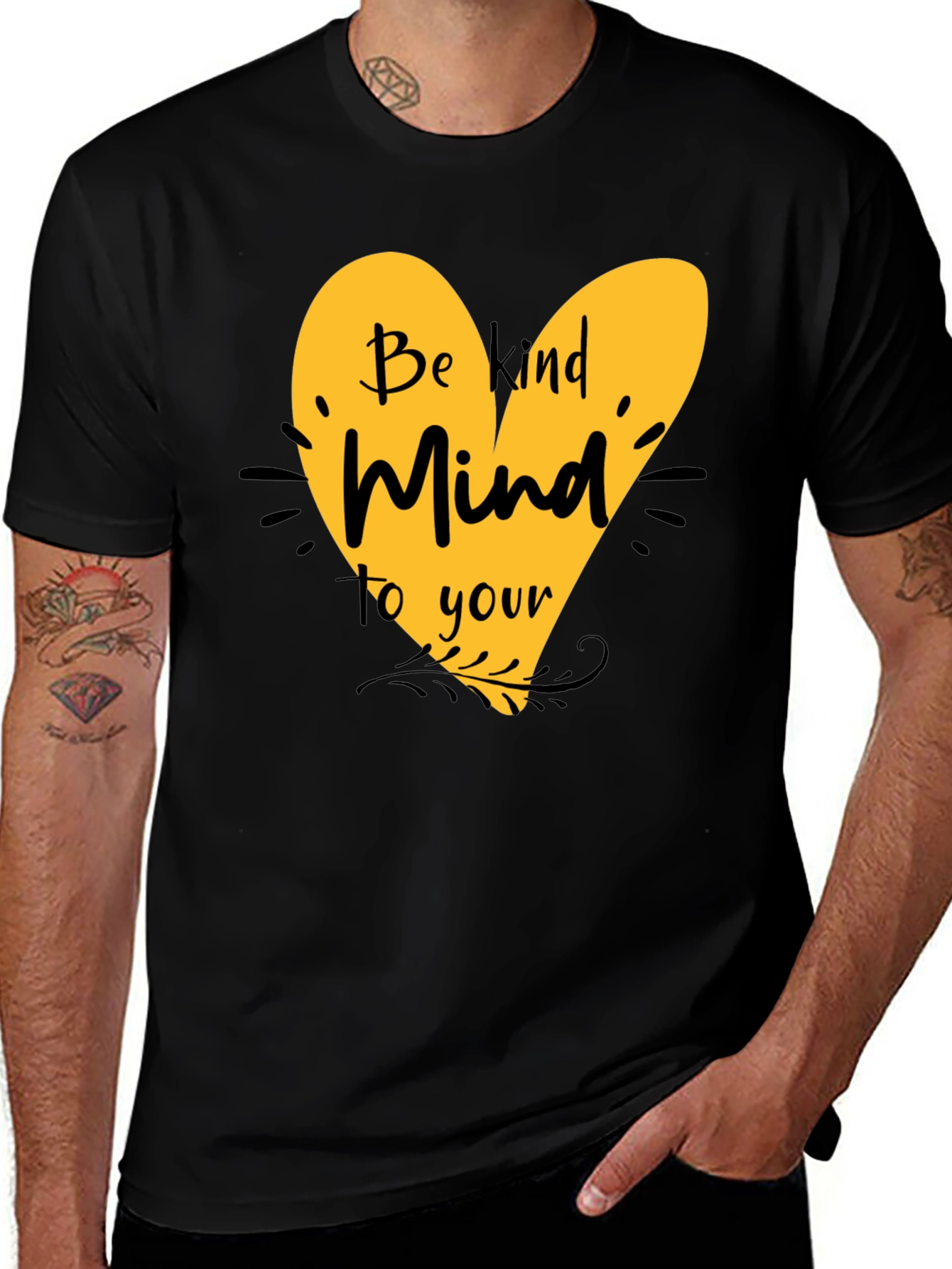 Variant 29 of Be Kind Mind T-Shirt - Black Cotton Blend