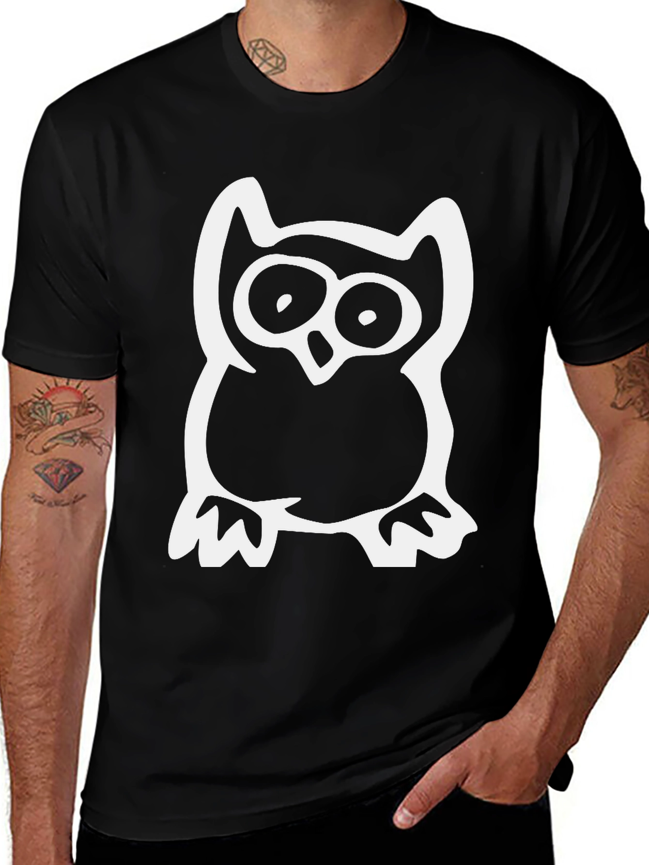 Variant 30 of Owl Graphic Print Black T-Shirt