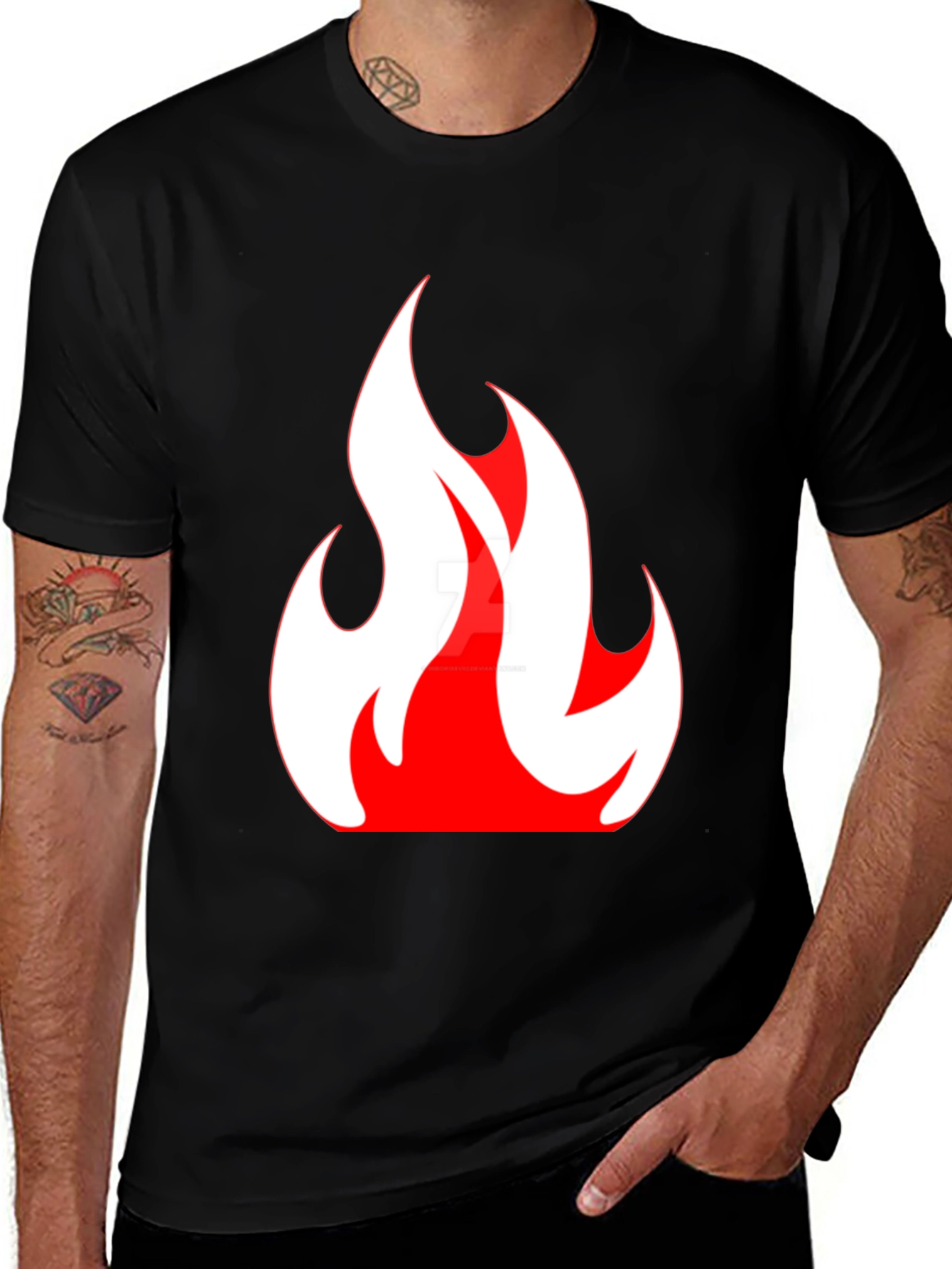 Variant 6 of Bold Flame Graphic Black T-Shirt