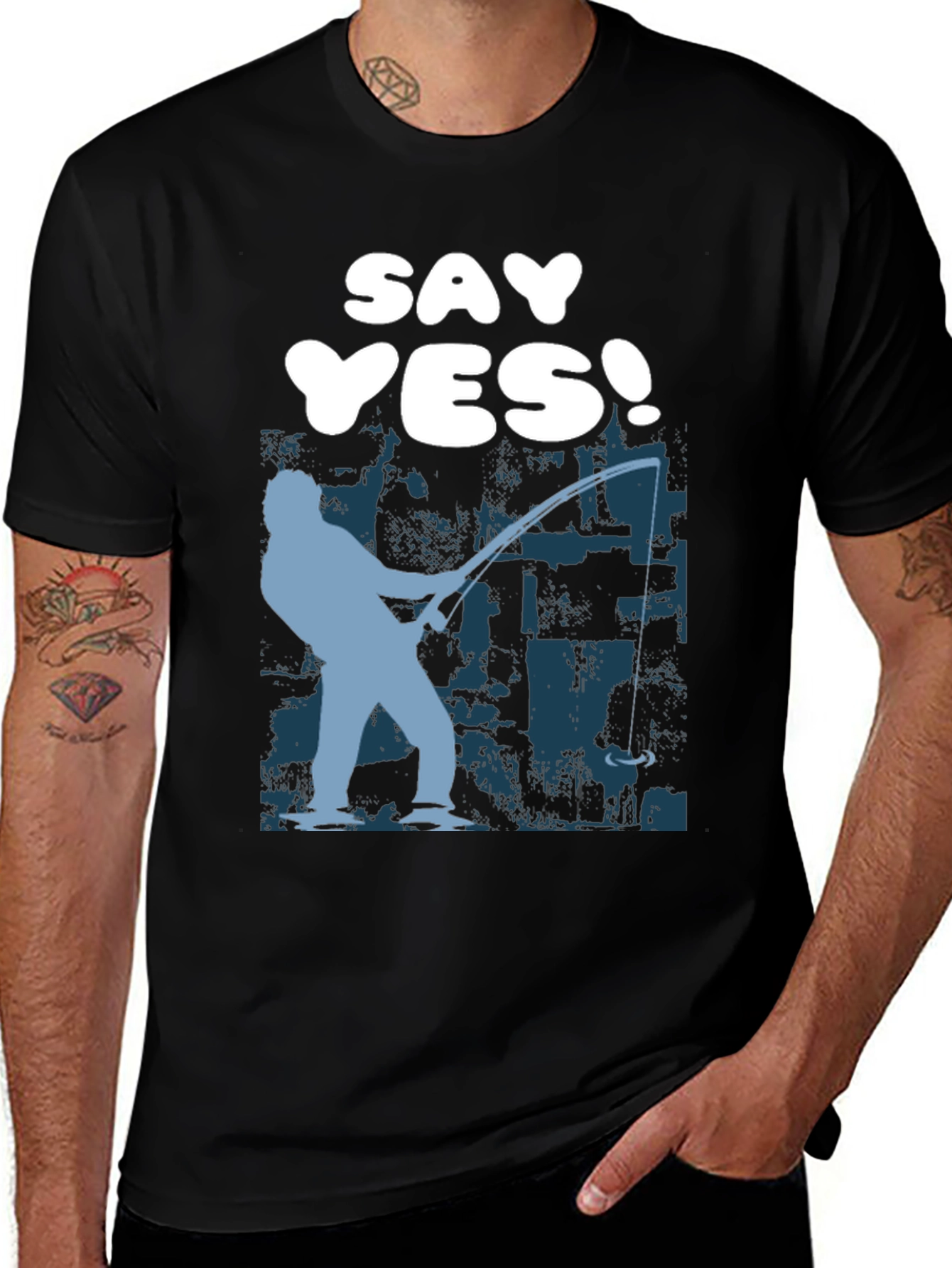 Variant 13 of Say Yes! Fishing Graphic T-Shirt - Black