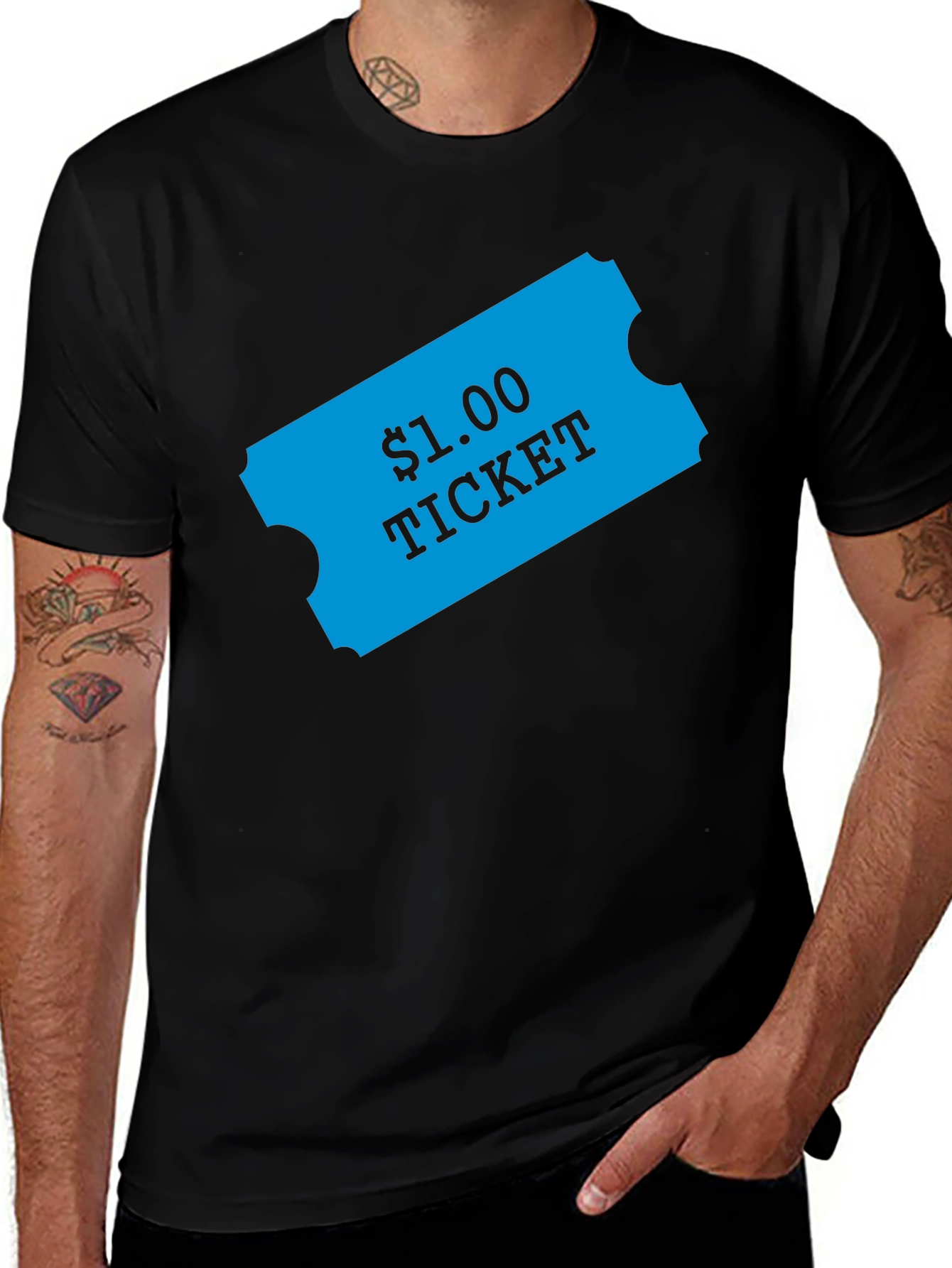 Black Novelty One Dollar Ticket Graphic T-Shirt main image