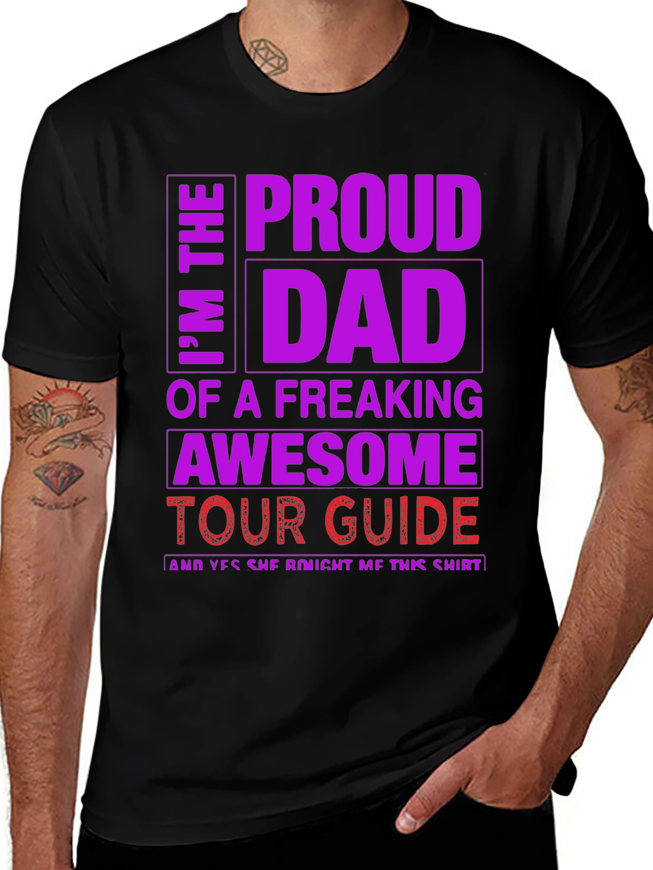 Variant 10 of Proud Dad Tour Guide Graphic Tee - Freaking Awesome T-Shirt