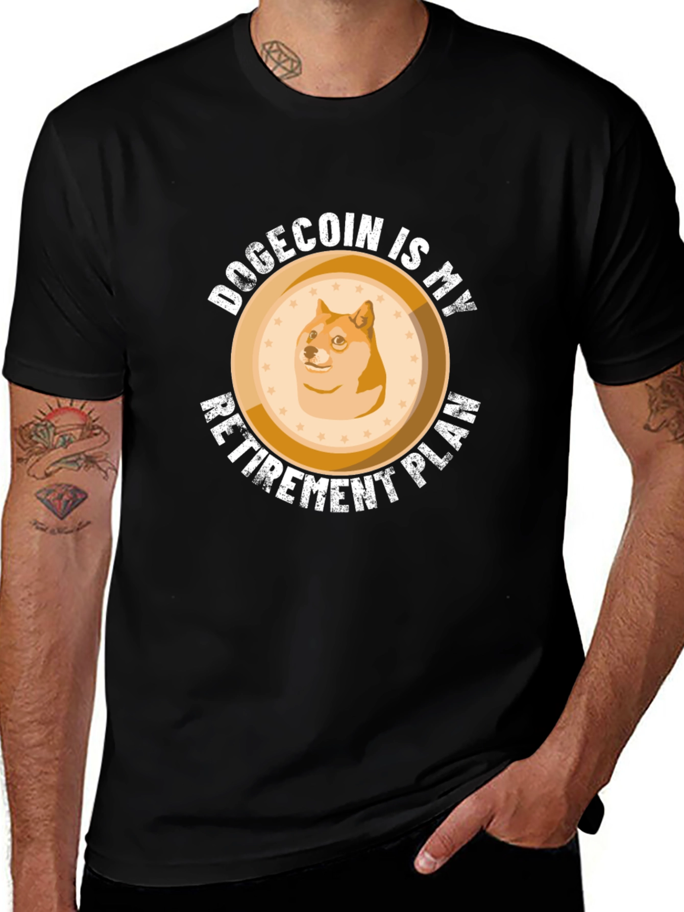 Variant 3 of Dogecoin Retirement Plan Black T-Shirt