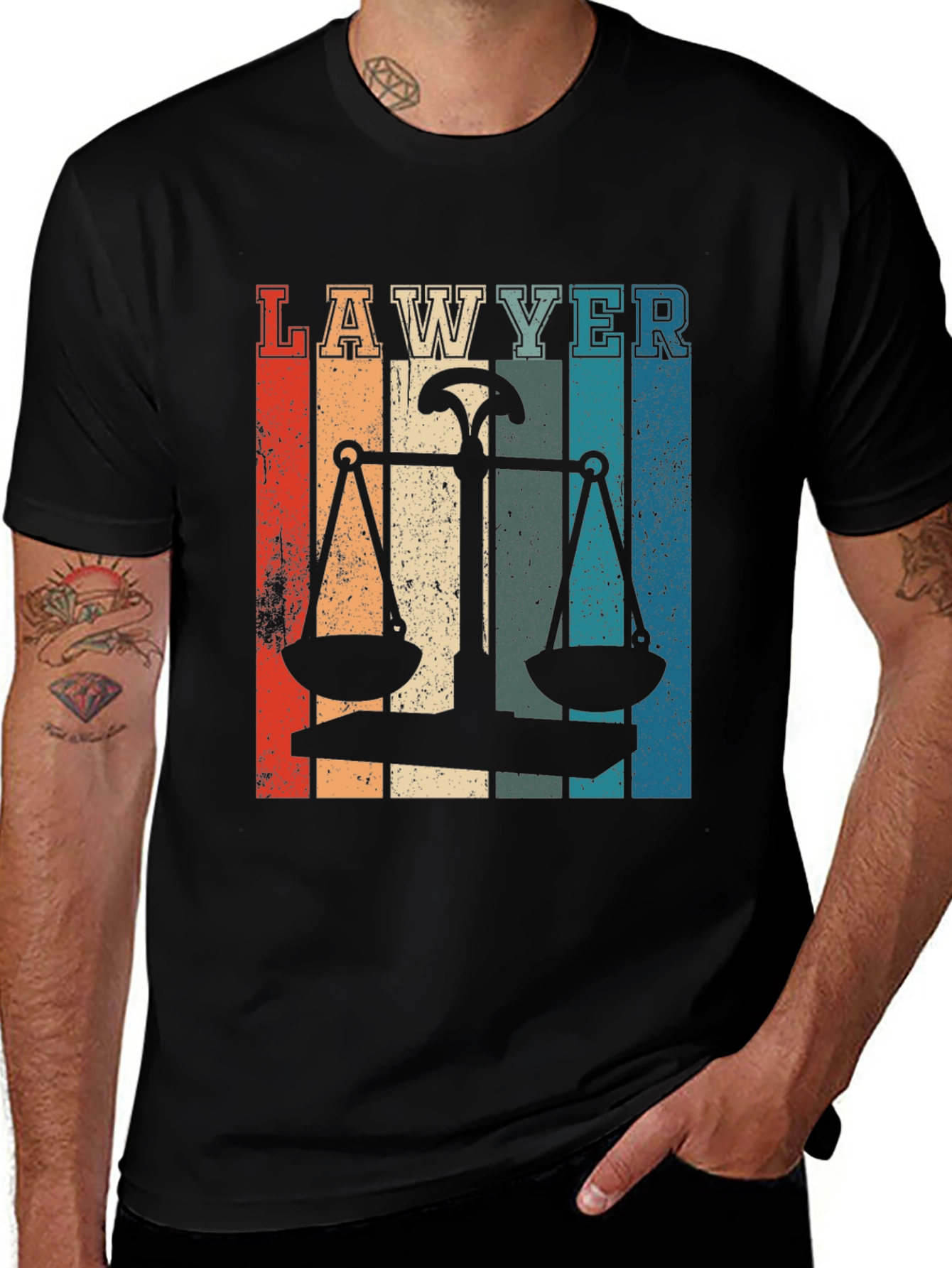 Variant 12 of Lawyer Scales of Justice Retro Graphic Tee