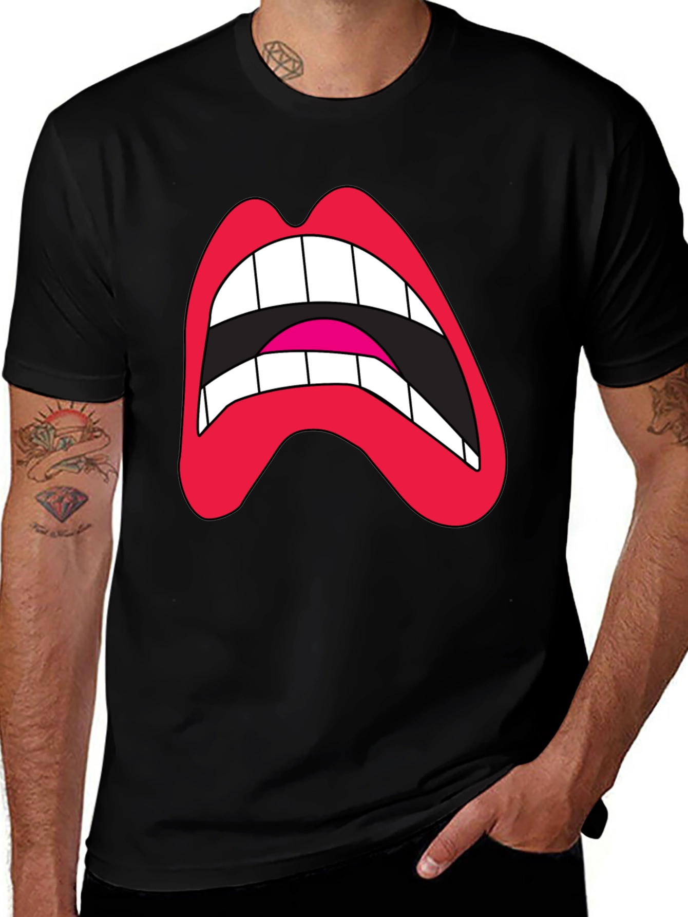Variant 21 of Loud Mouth Graphic Tee - Black Cotton Blend